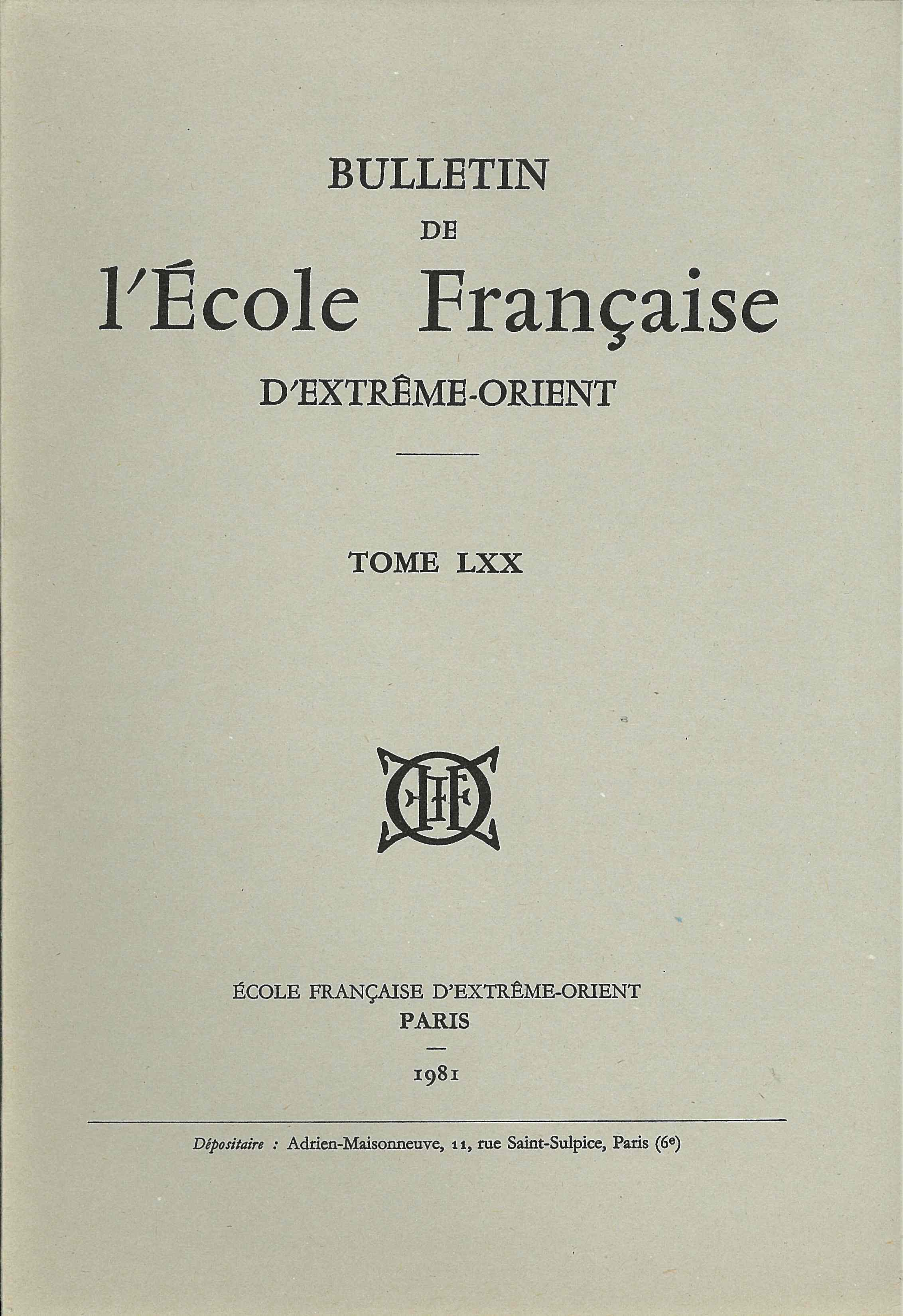 Bulletin EFEO 70 (1981)