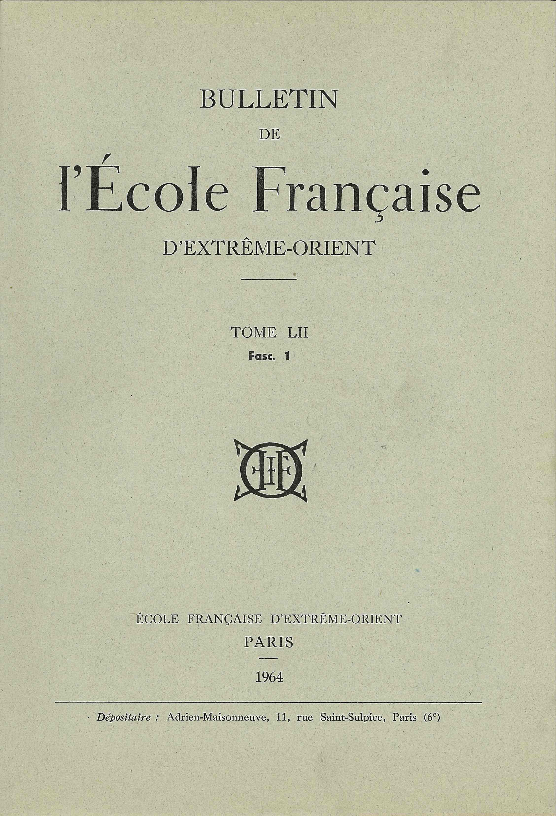 Bulletin EFEO 52-1 (1964)