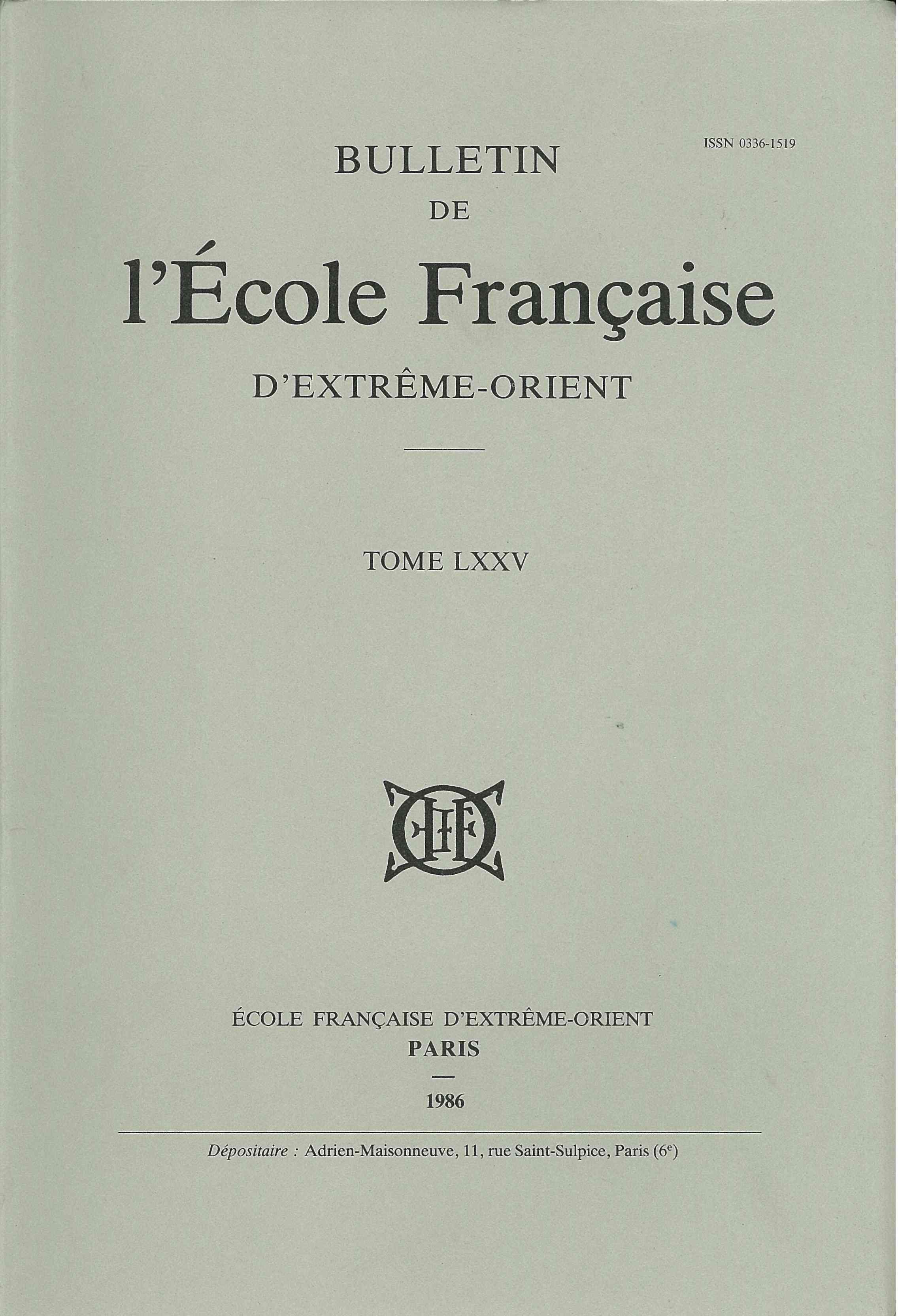 Bulletin EFEO 75 (1986)