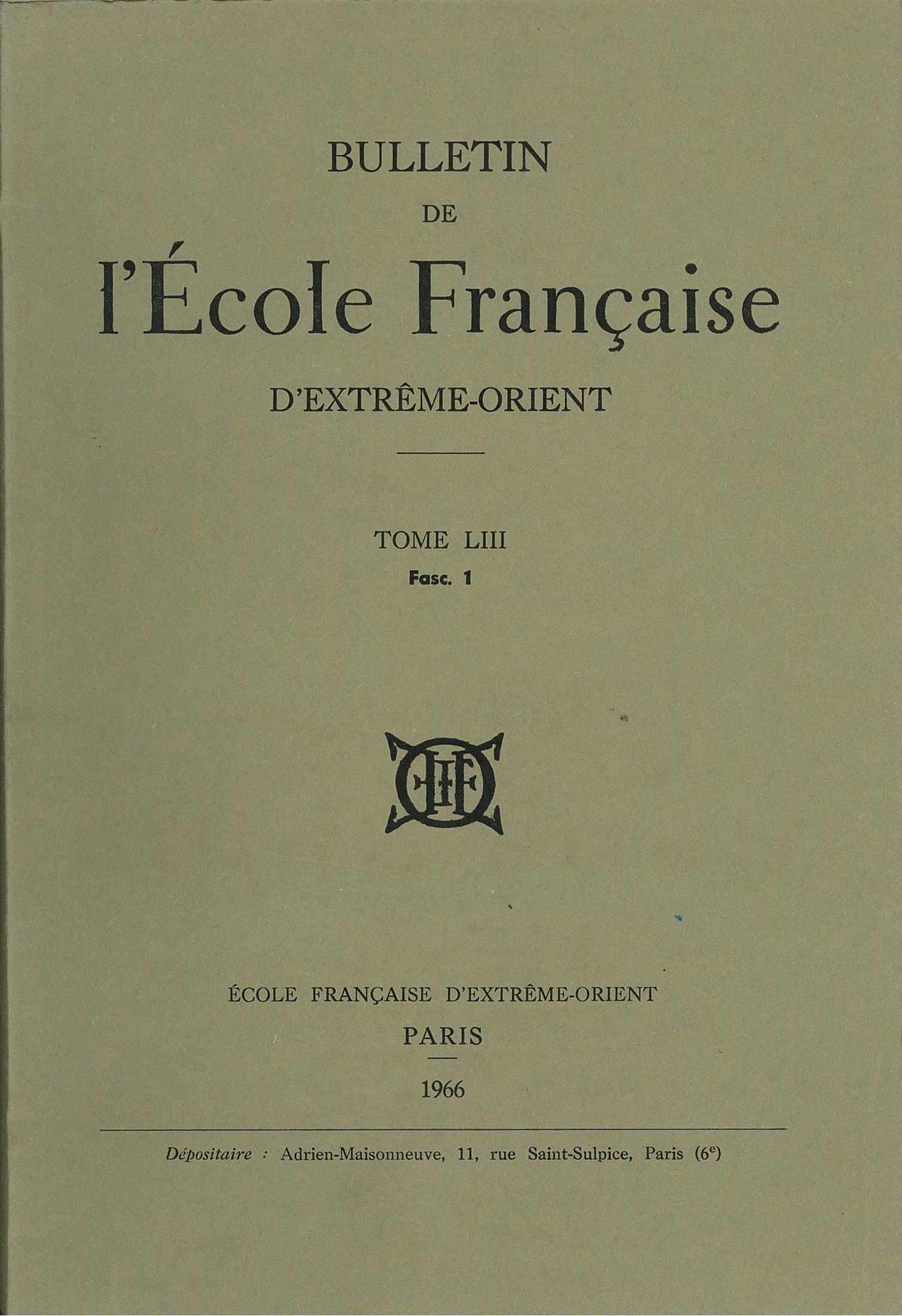Bulletin EFEO 53-1 (1966)