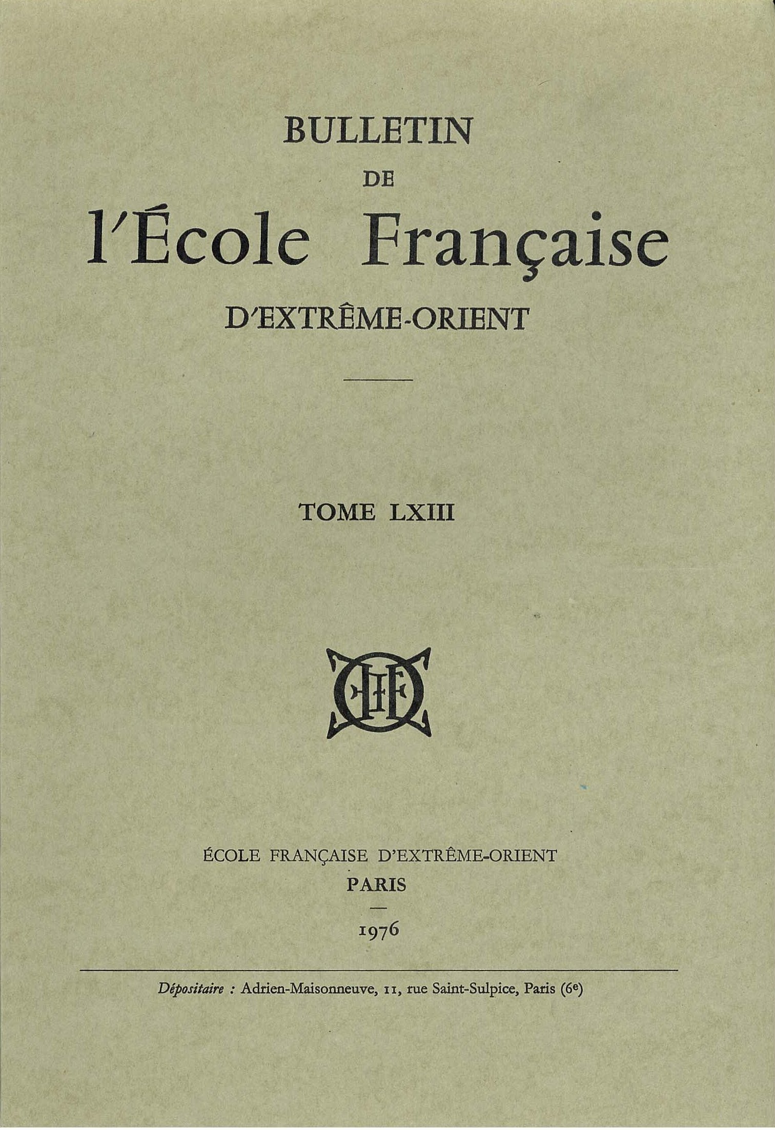 Bulletin EFEO 63 (1976)