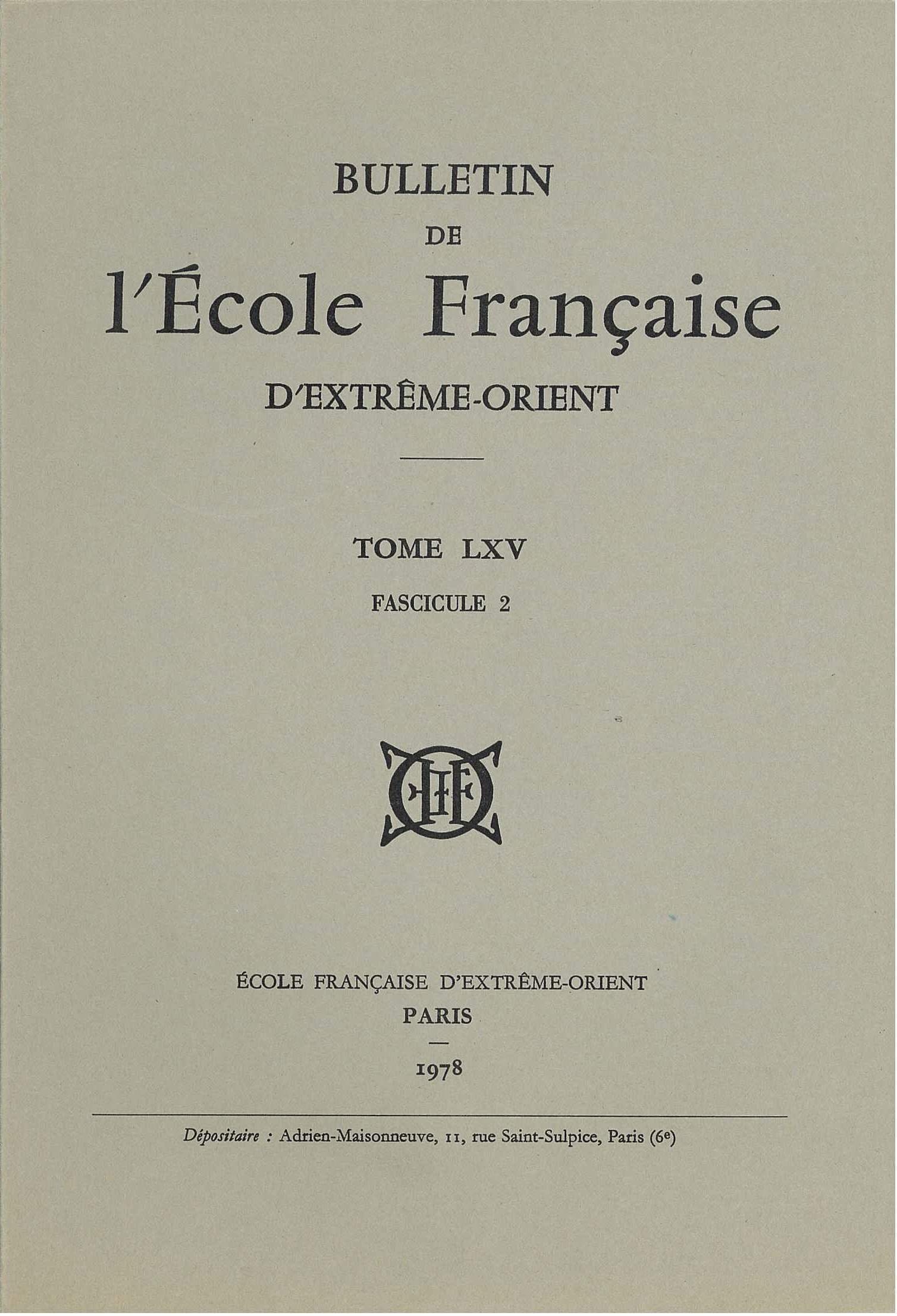 Bulletin EFEO 65-2 (1978)
