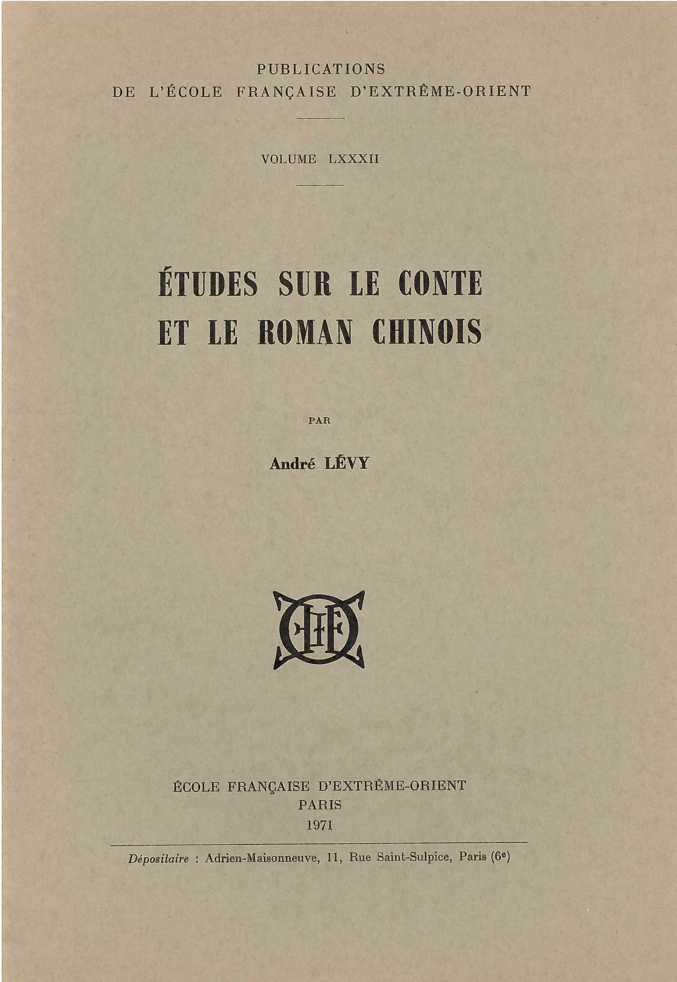 Etudes sur le conte et le roman chinois