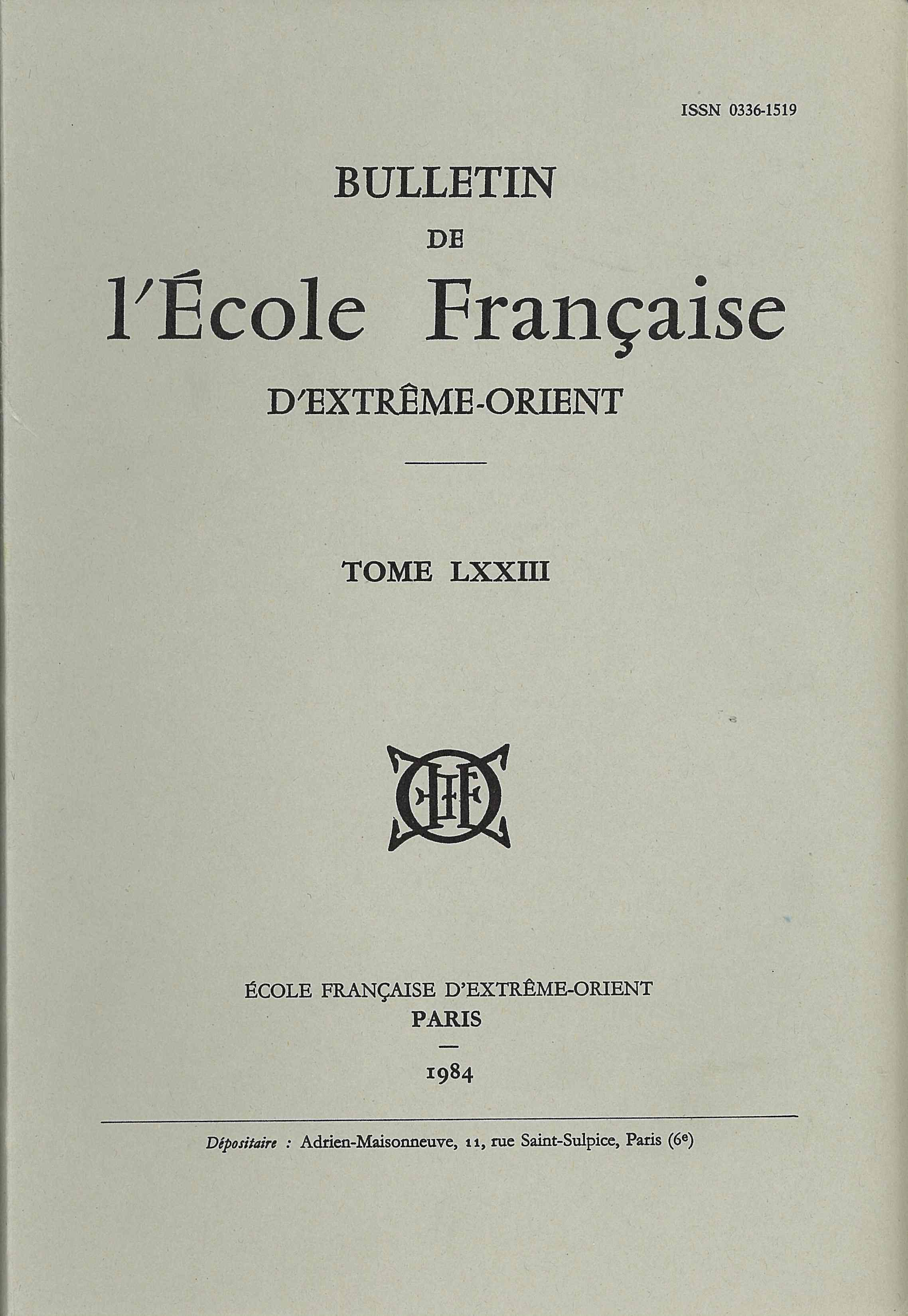 Bulletin EFEO 73 (1984)