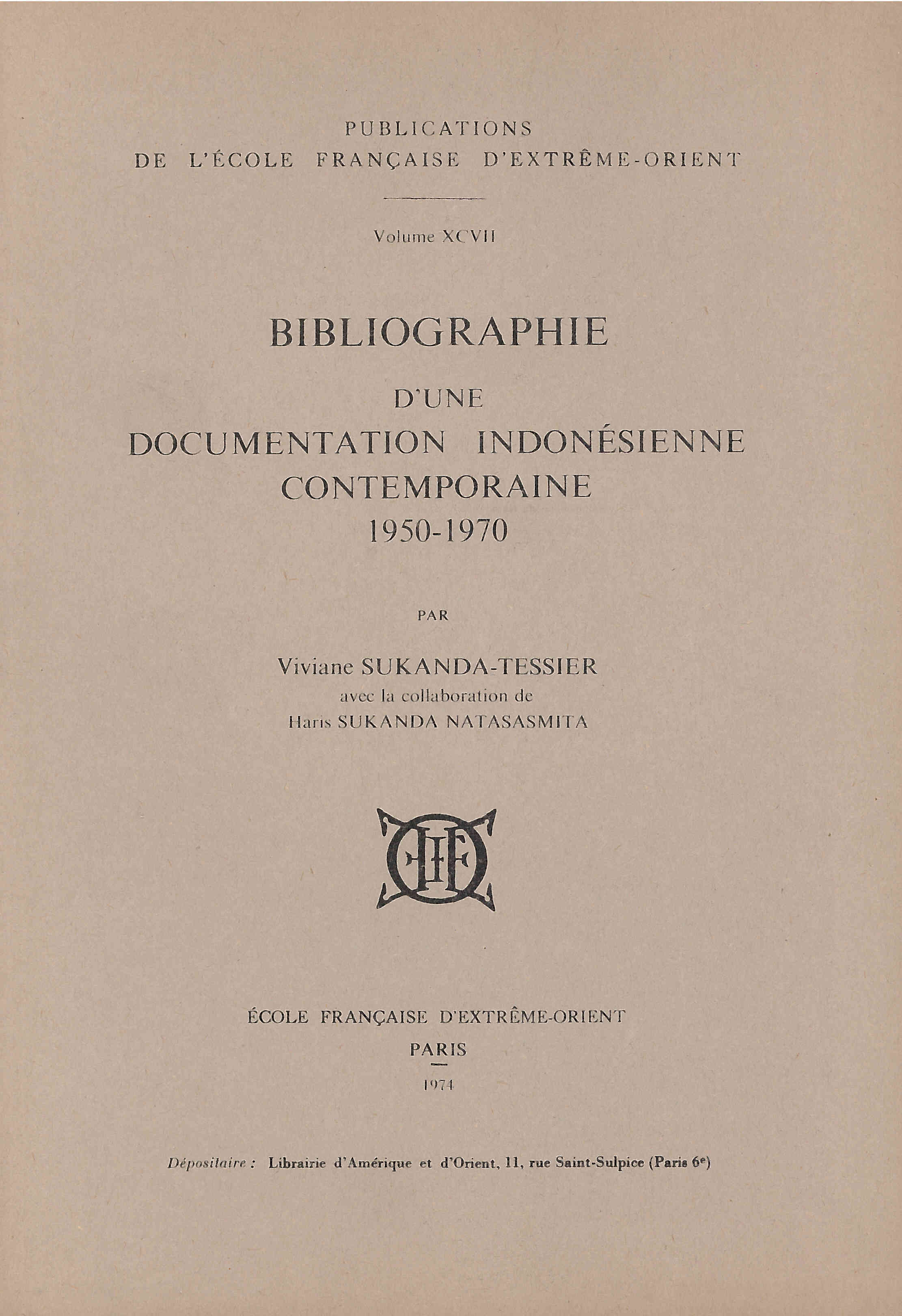 Bibliographie d'une documentation indonésienne contemporaine 1950-1970