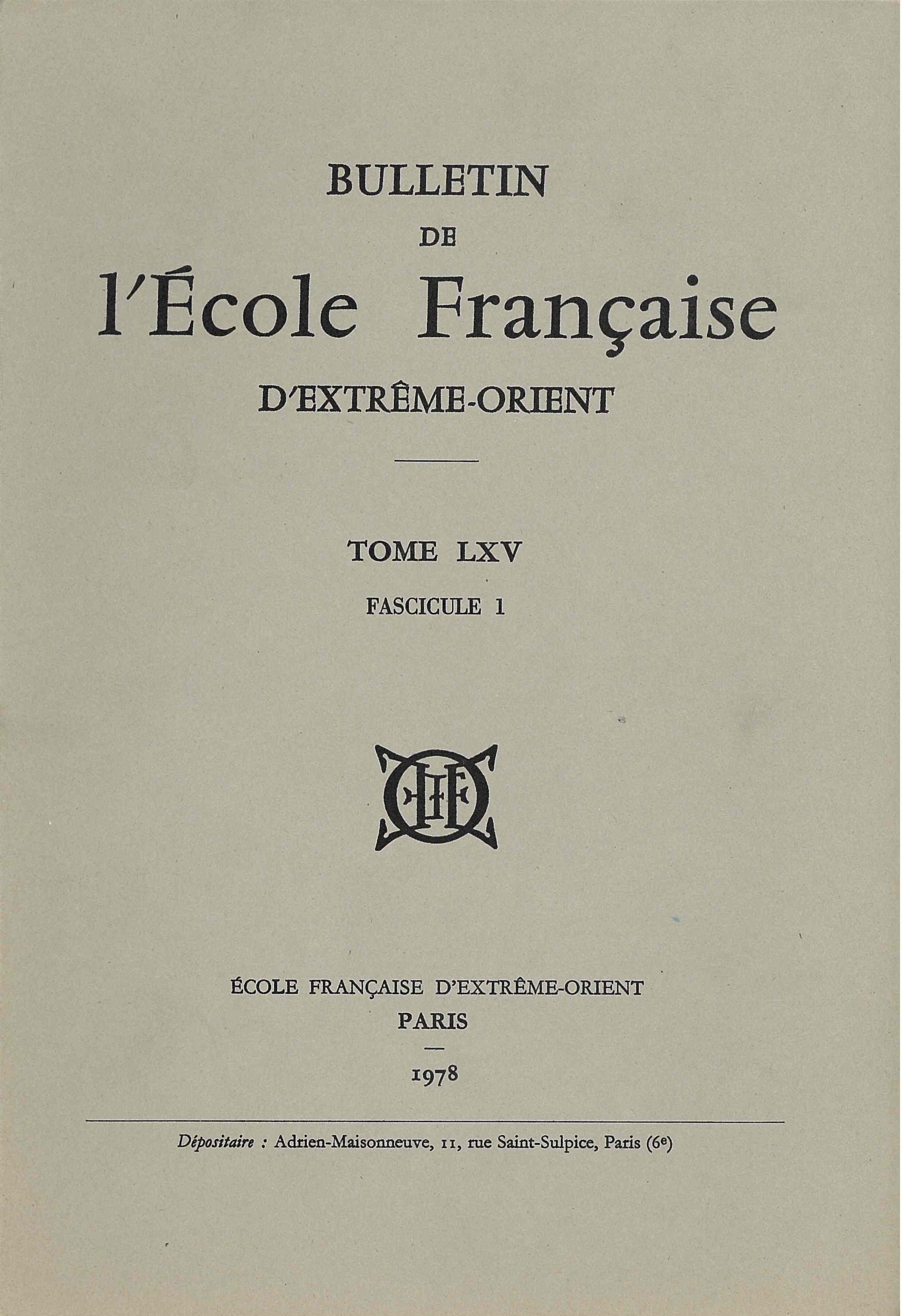 Bulletin EFEO 65-1 (1978)