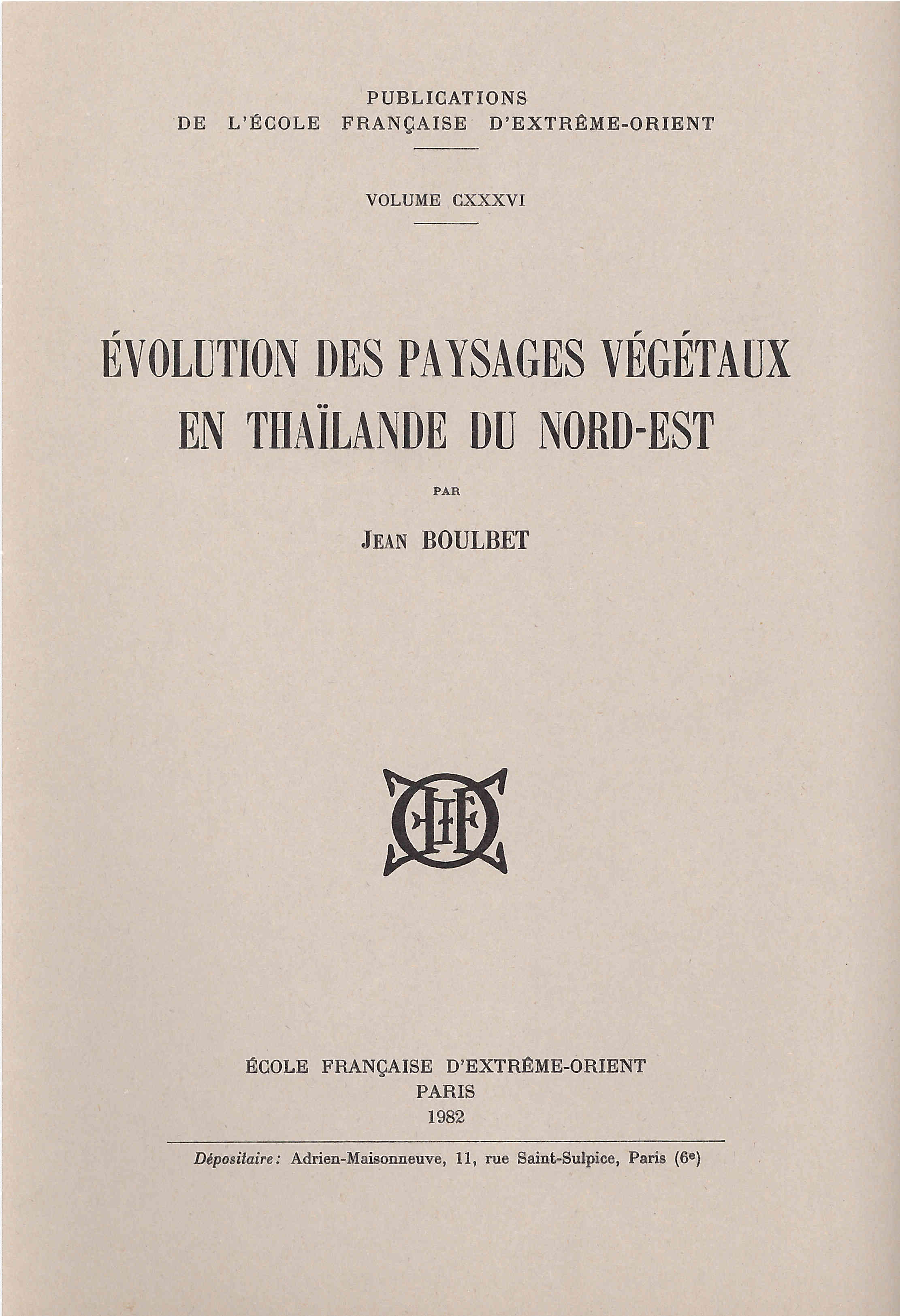 Evolution des paysages végétaux en Thaîlande du Nord-Est