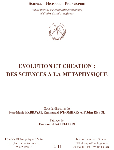 Évolution et création: Des sciences à la métaphysique