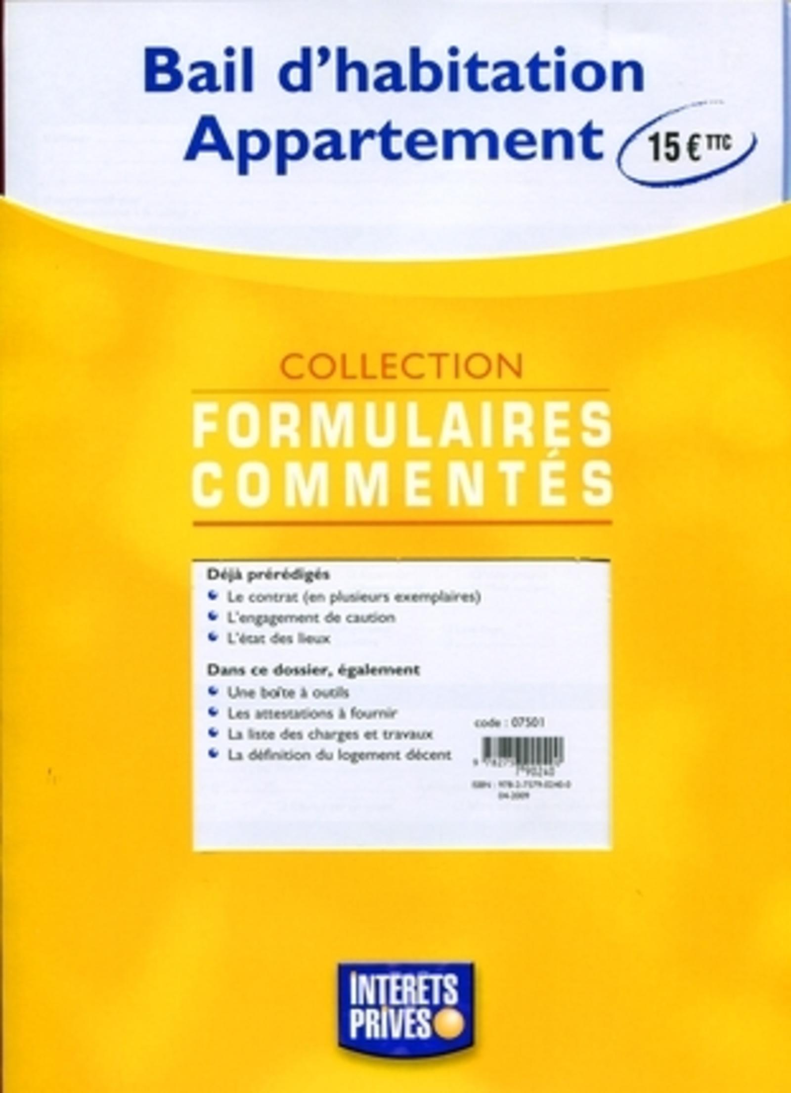 BAIL D'HABITATION VERSION APPARTEMENT - POCHETTE