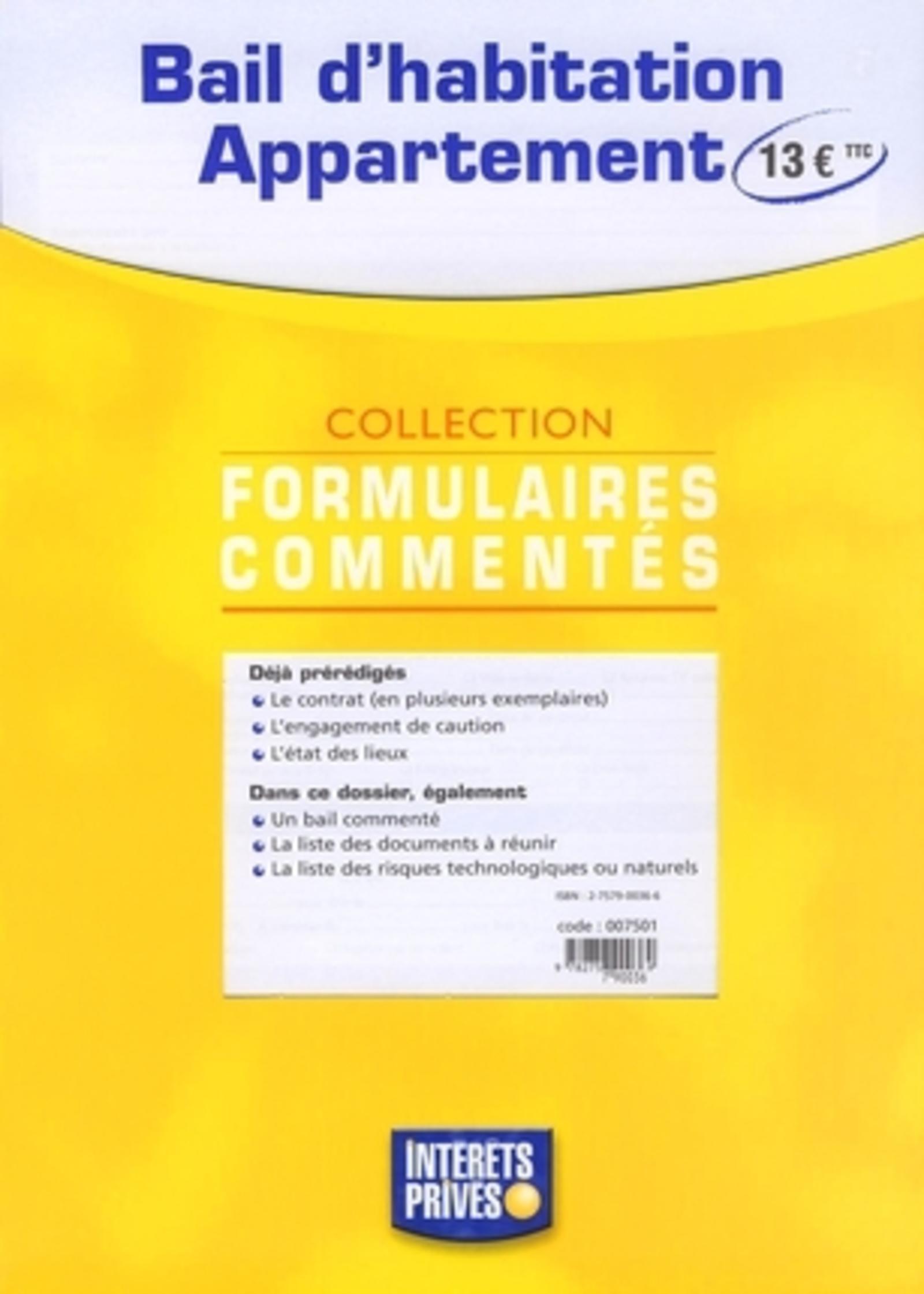 BAIL D'HABITATION APPARTEMENT 2E EDITION