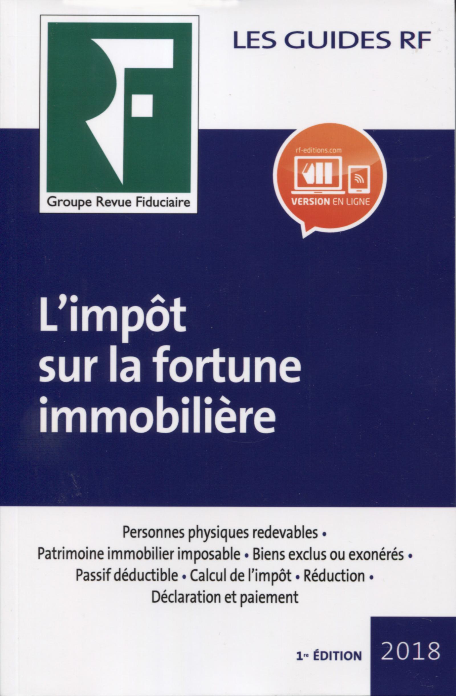 IMPOT SUR LA FORTUNE IMMOBILIERE 2018