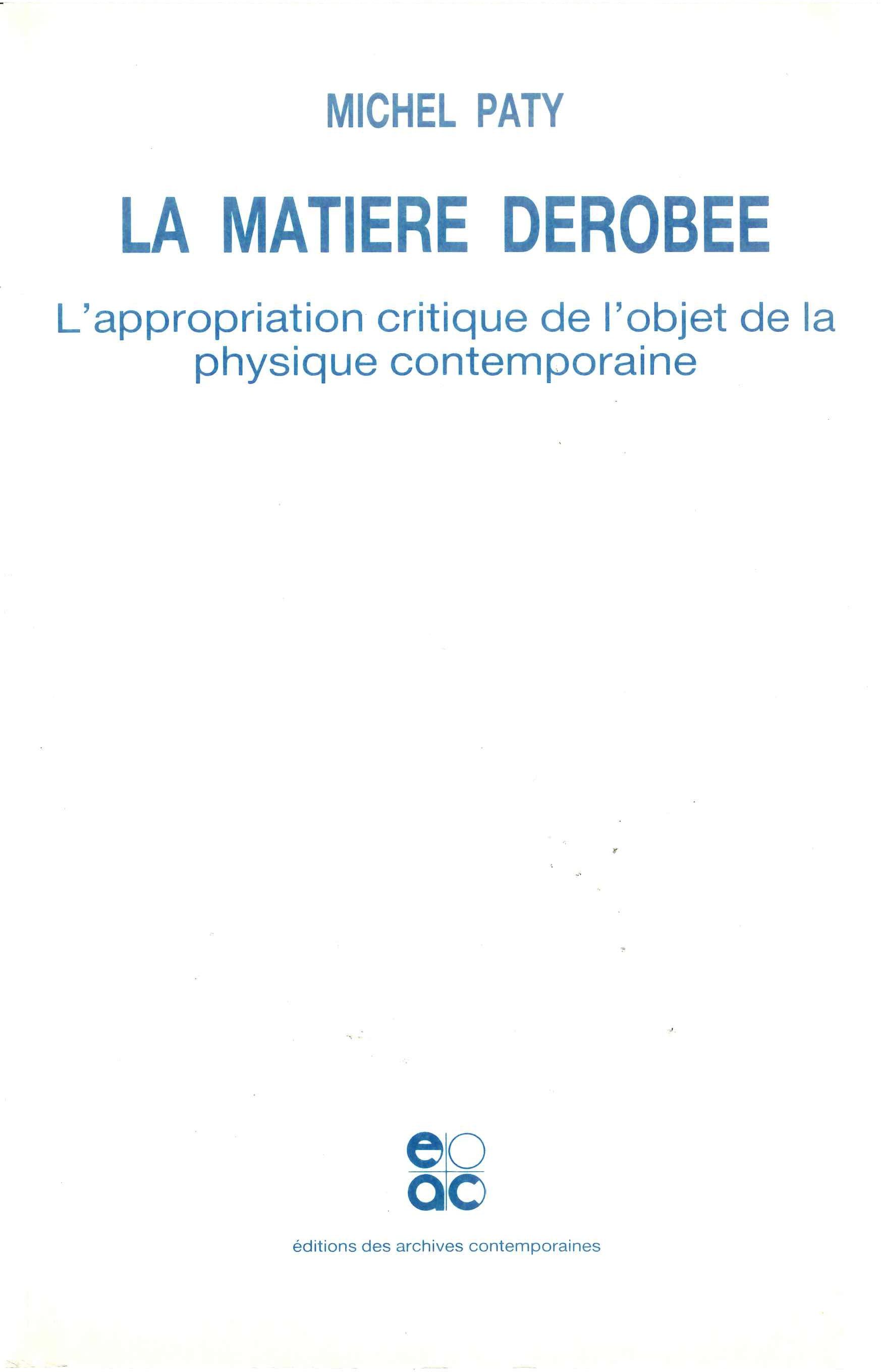 La matière dérobée