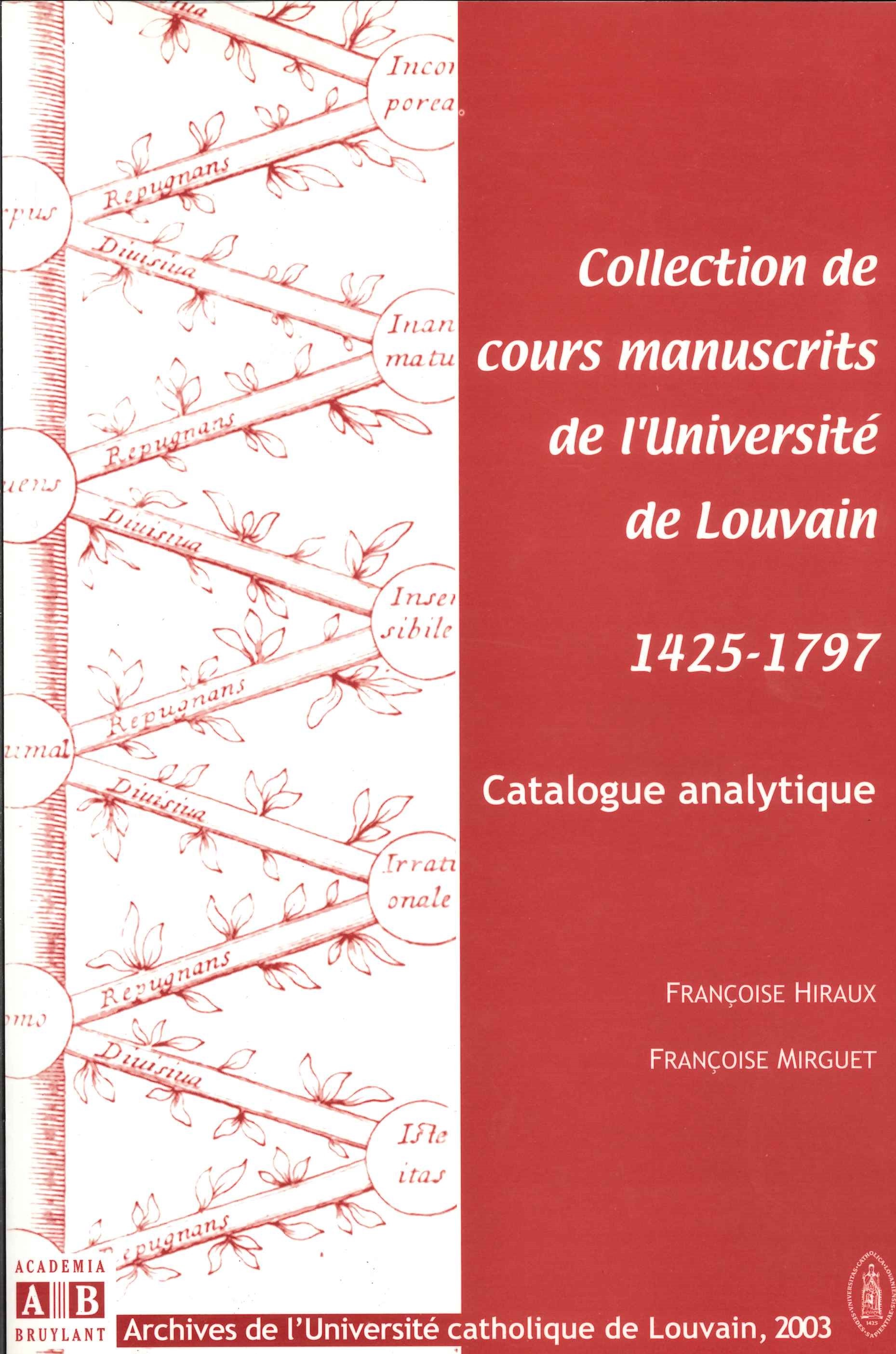 Collection de cours manuscrits de l'Université de Louvain 1425-1797