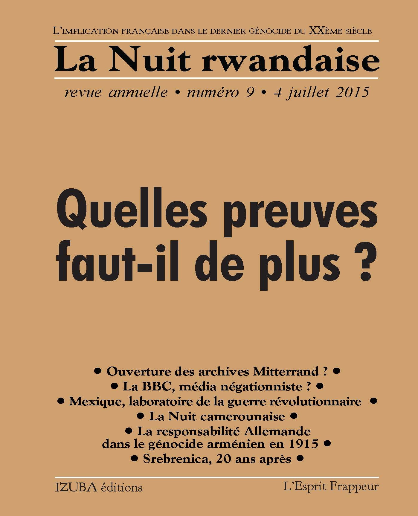 La Nuit Rwandaise n°9 – revue annuelle, 7 avril 2015