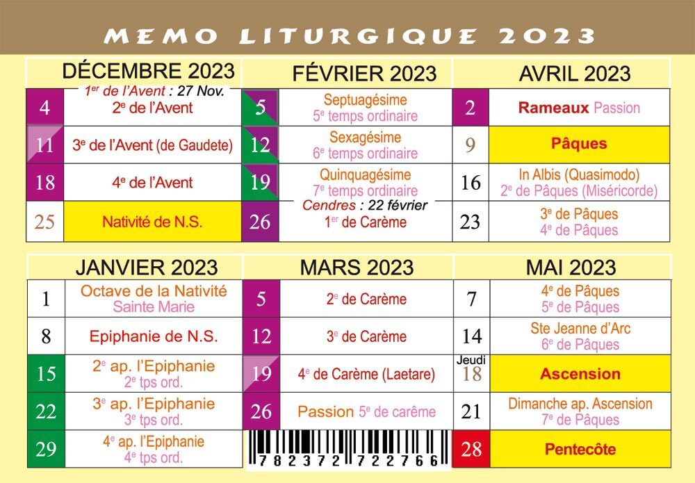 Memo liturgique 2023