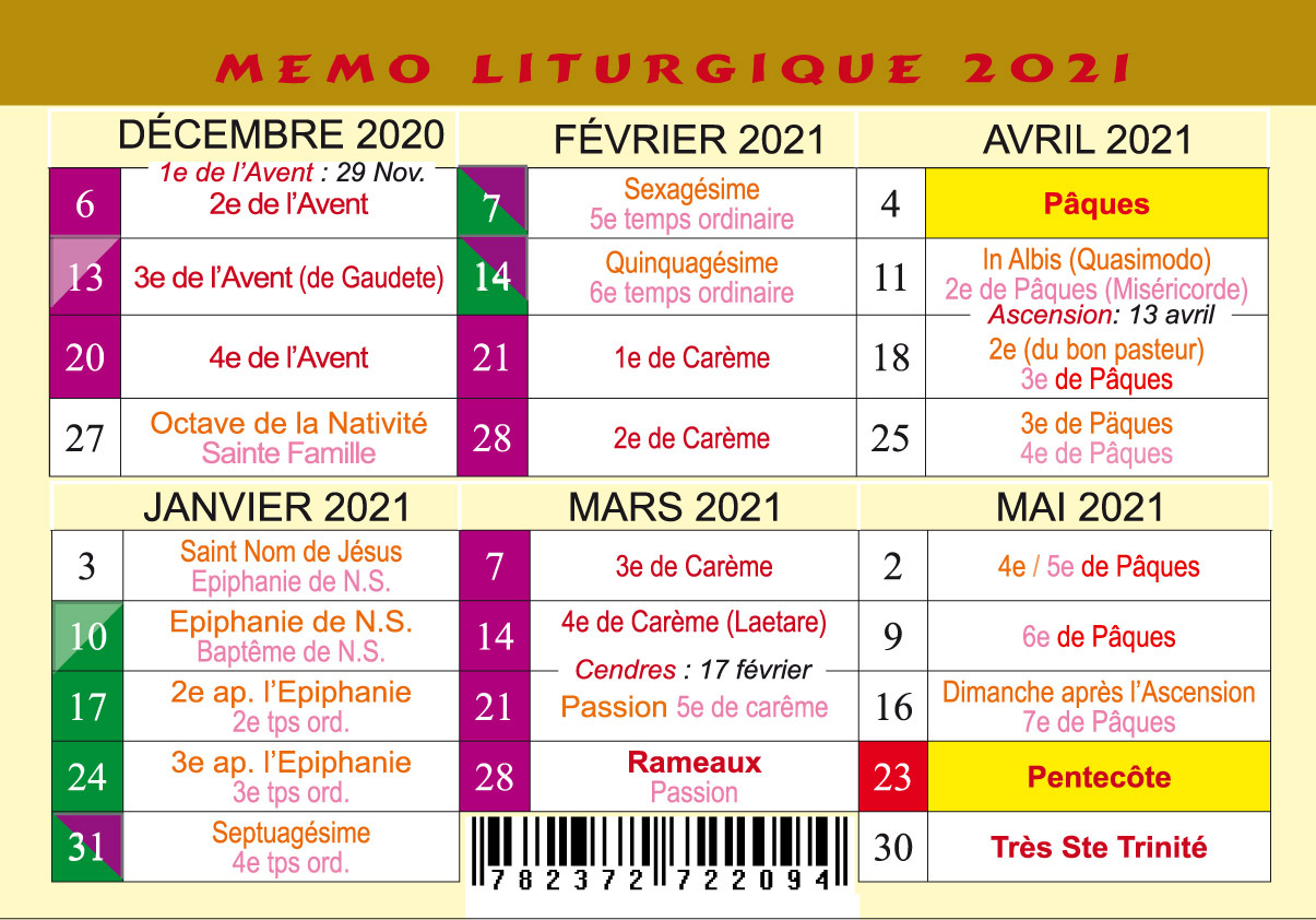 Memo liturgique 2021