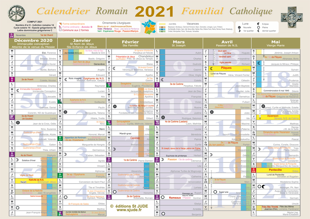 Calendrier familial catholique 2021 - A4