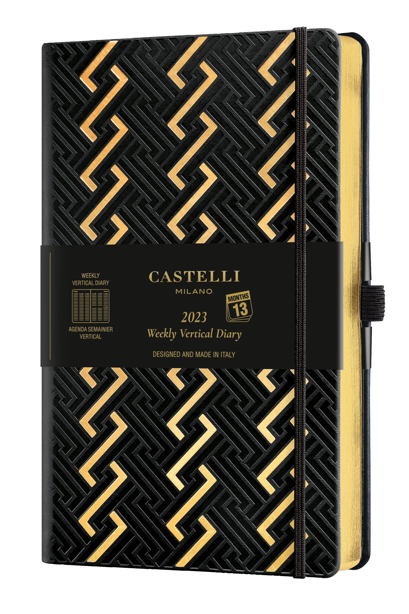 Agenda 2023 semainier vertical grand format C&G romans gold