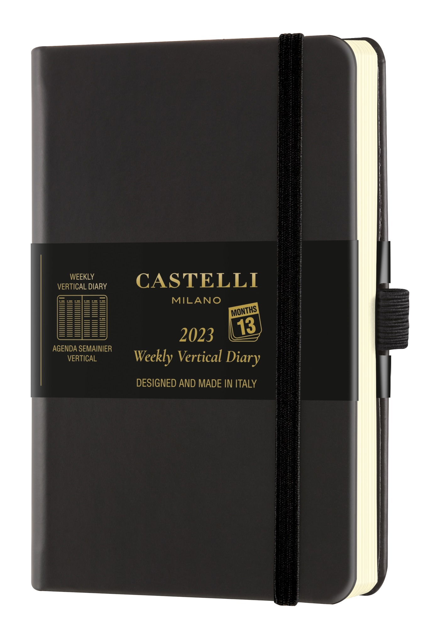 Agenda 2023 semainier vertical poche Aquarela Black Sepia