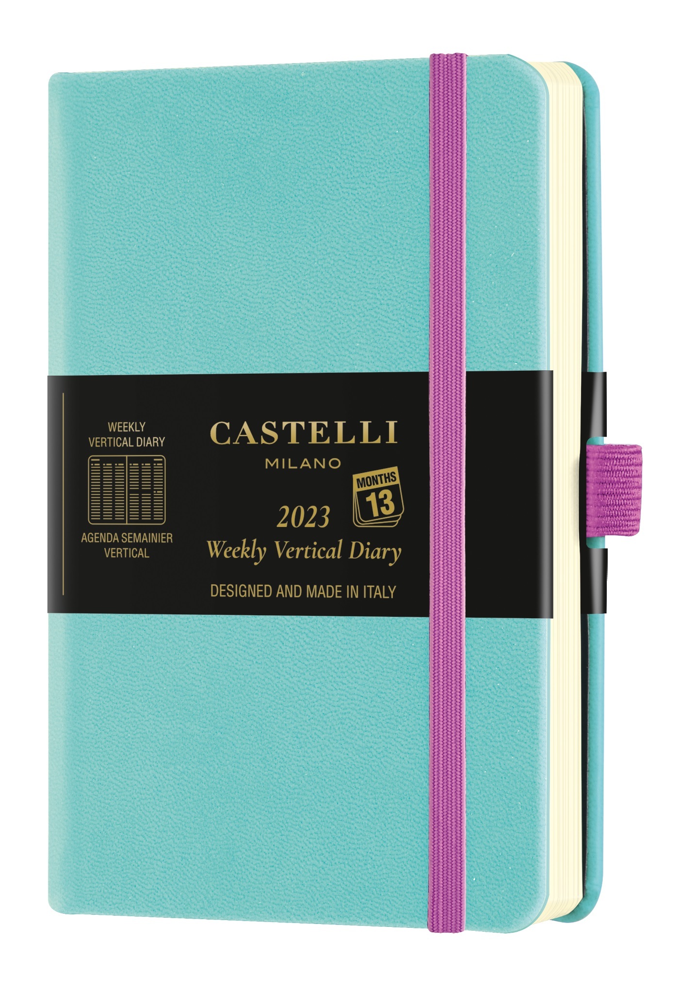 Agenda 2023 semainier vertical poche Aquarela Jade green