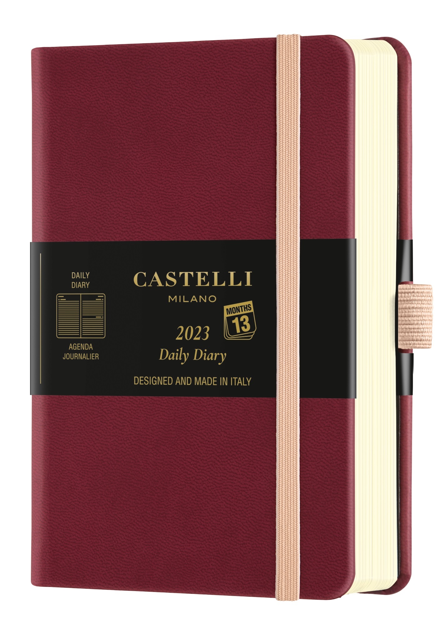 Agenda 2023 journalier poche Aquarela Black cherry