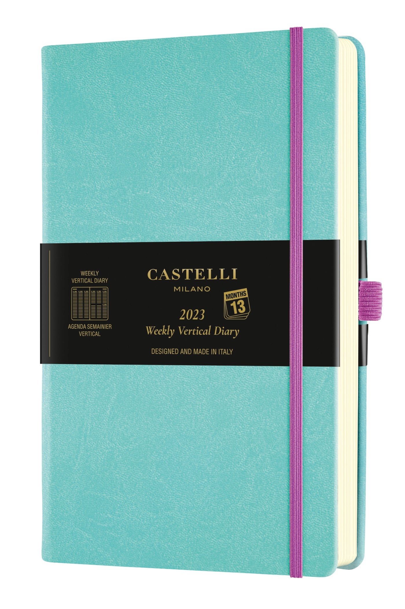 Agenda 2023 semainier vertical grand format Aquarela Jade green