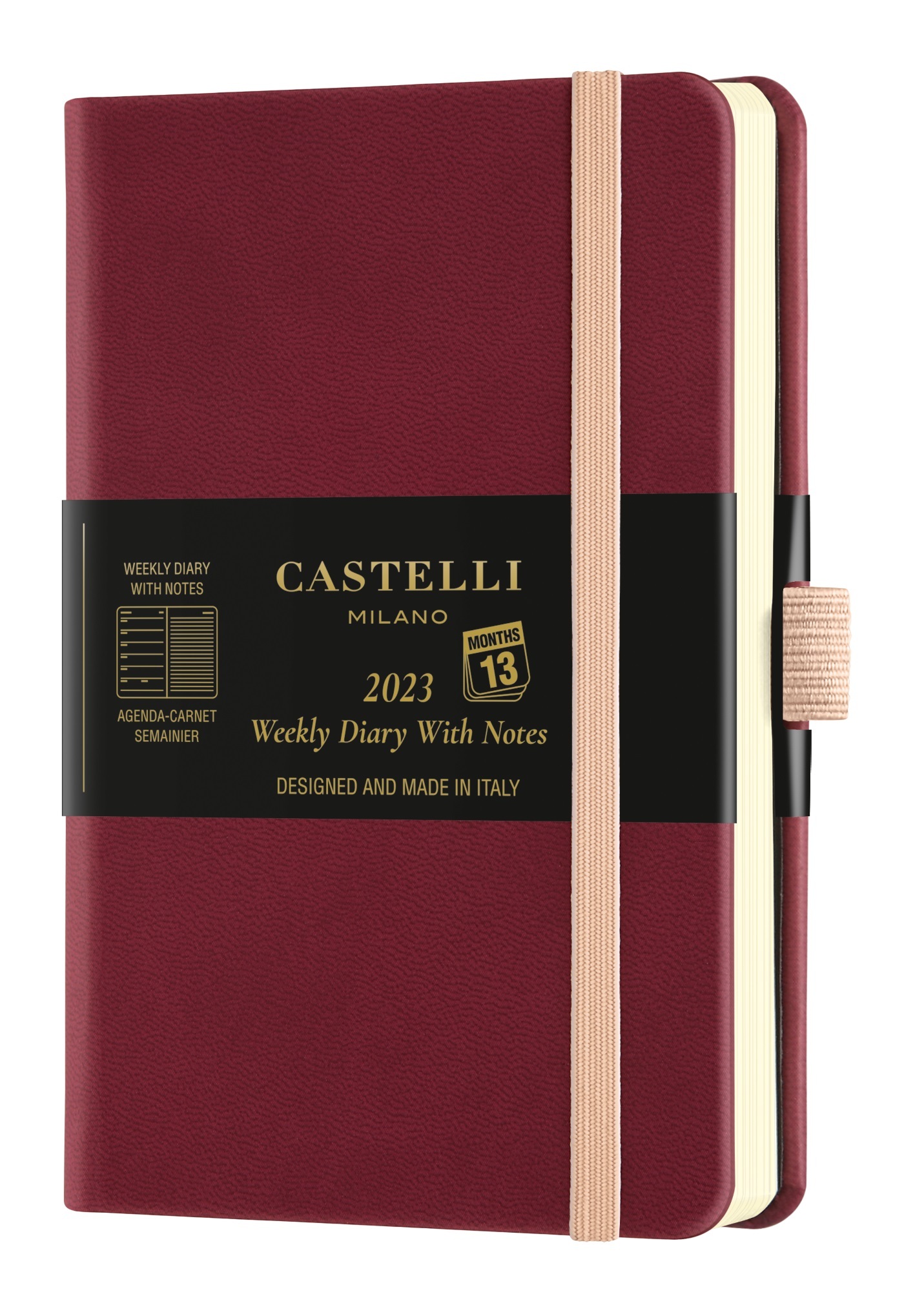 Agenda 2023 semainier poche Aquarela Black cherry