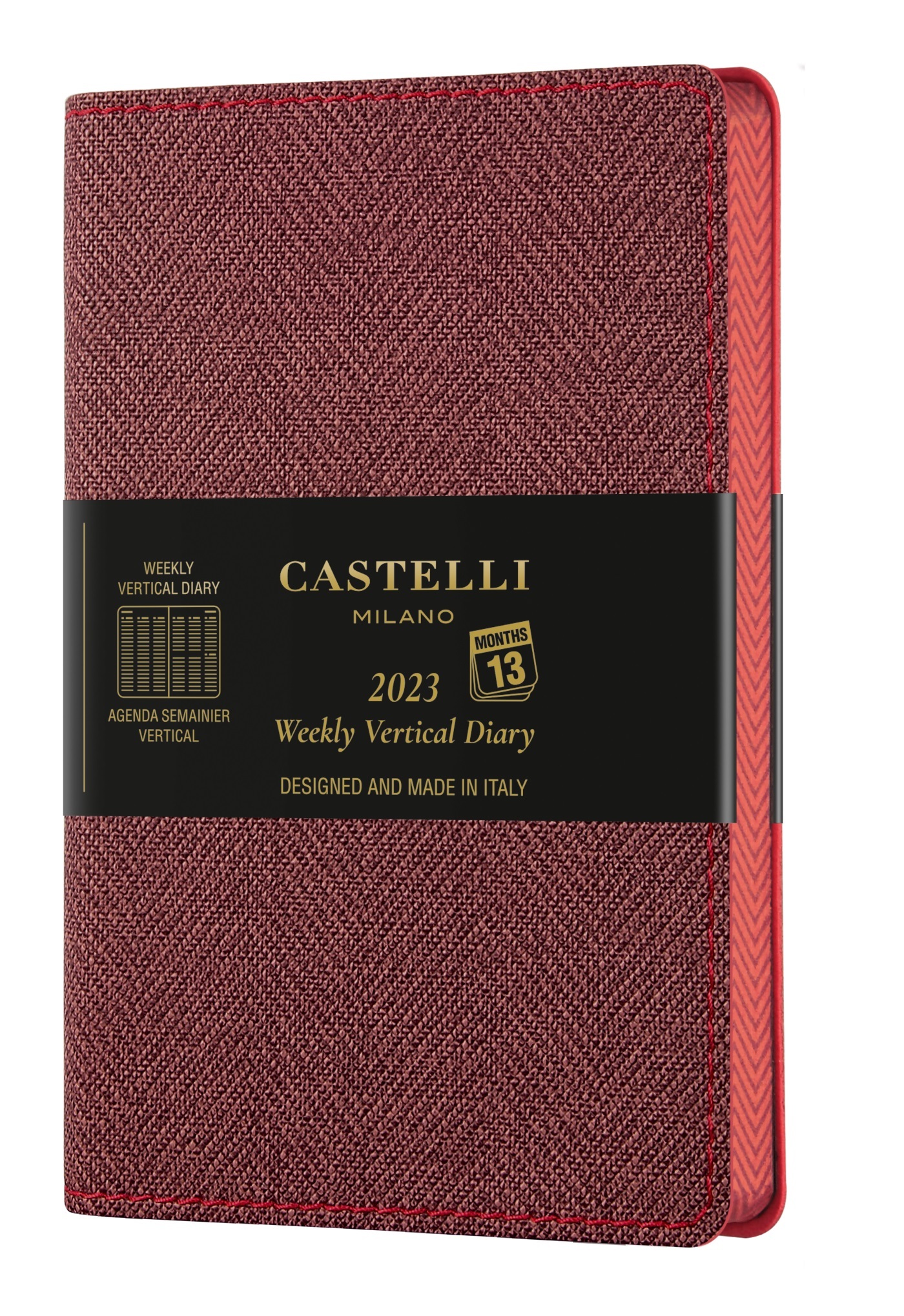 Agenda 2023 semainier vertical poche Harris maple red