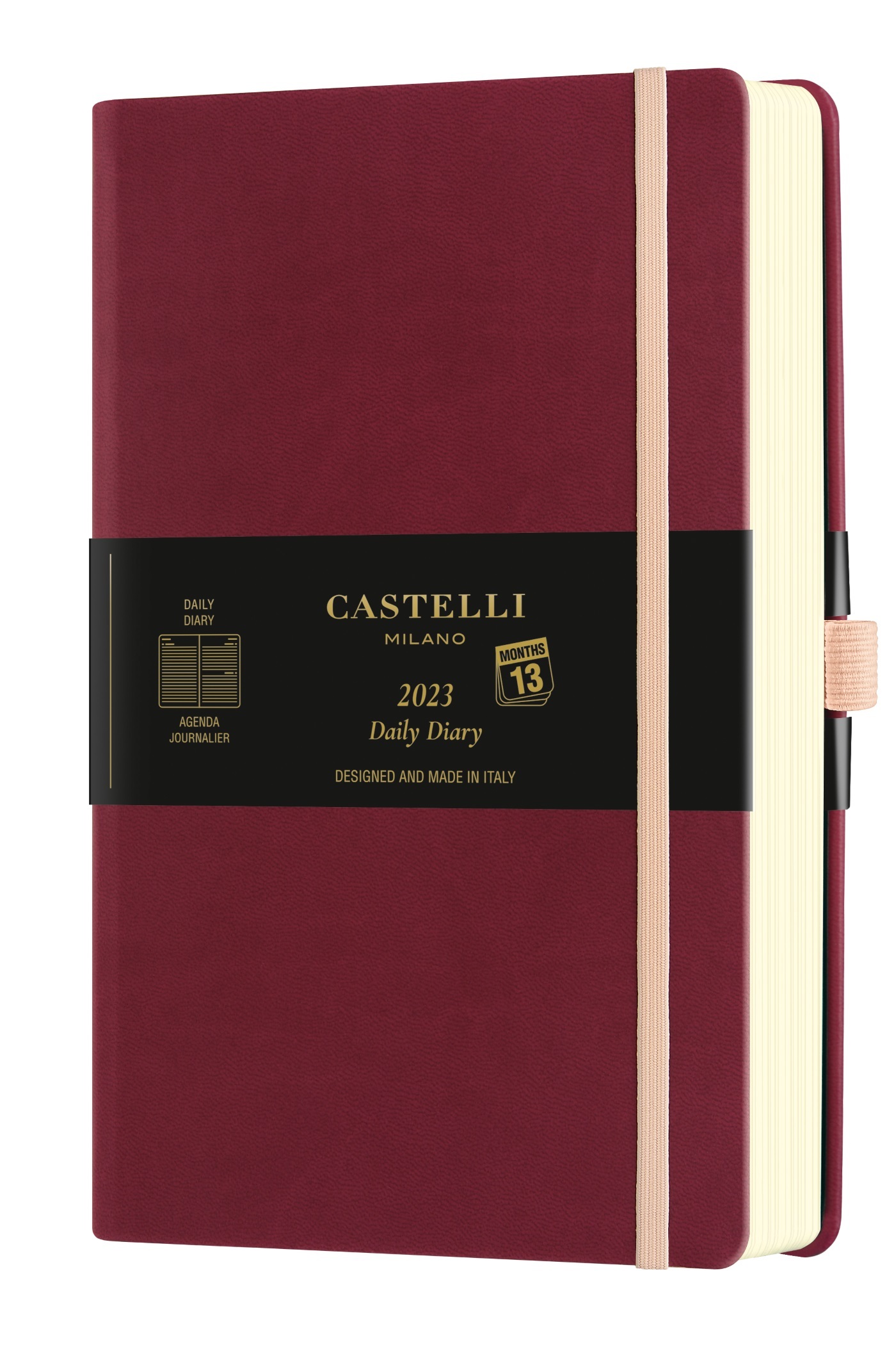 Agenda 2023 journalier grand format Aquarela Black cherry