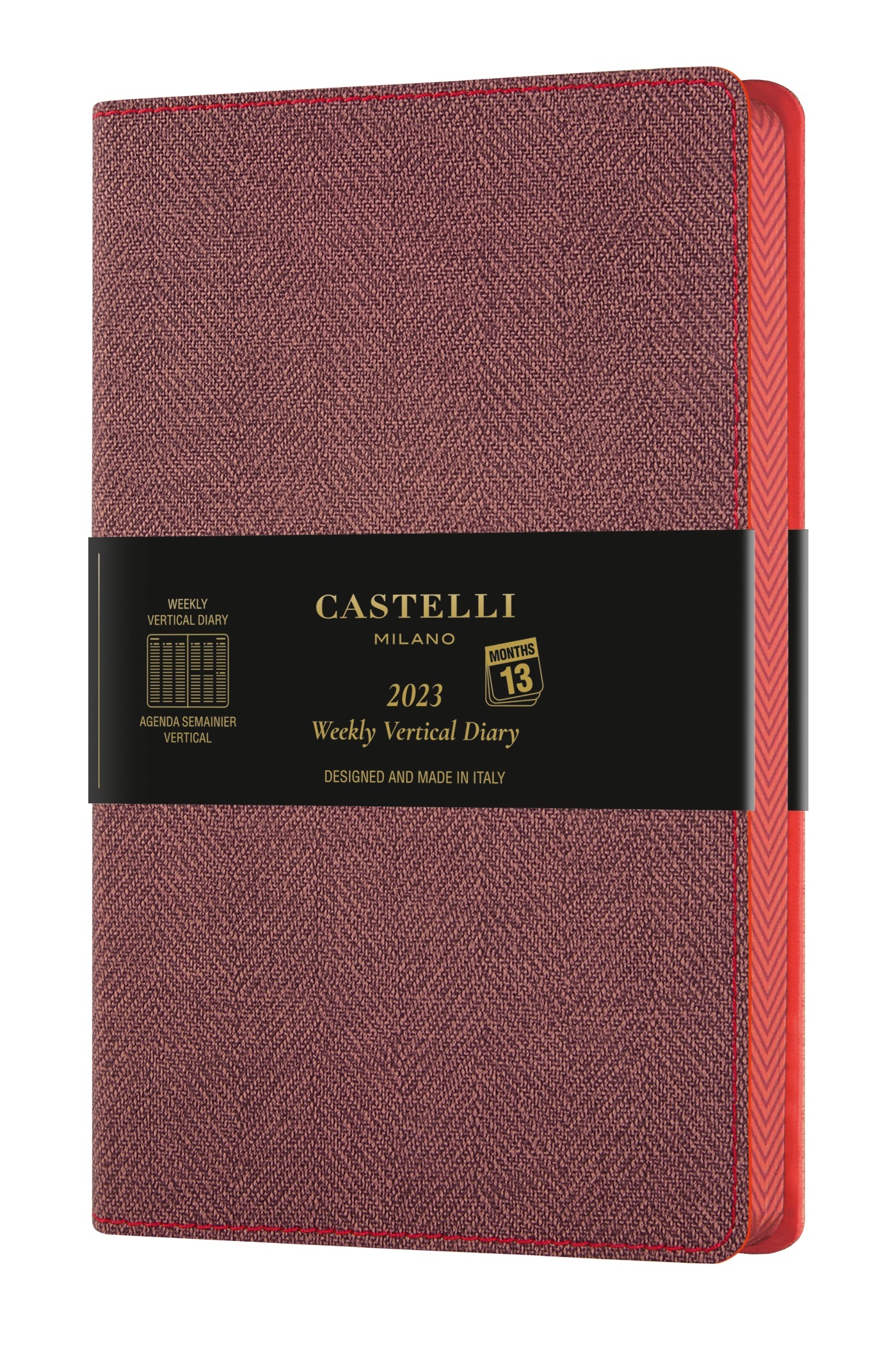 Agenda 2023 semainier vertical grand format Harris maple red
