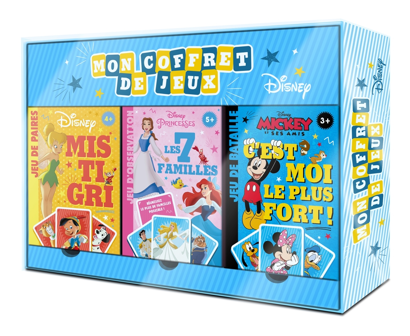 DISNEY - Coffret 3 jeux de cartes - Mistigri, 7 familles et Bataille