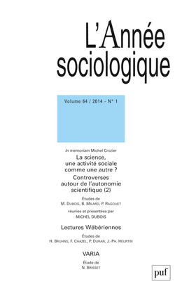 année sociologique 2014, vol. 64 (1)
