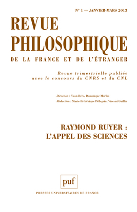 Revue philosophique 2013, t. 138 (1)