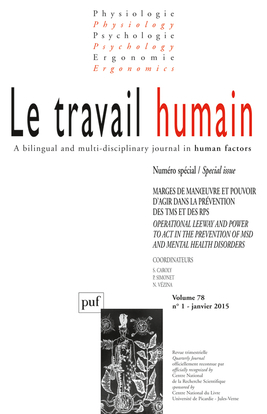 travail humain 2015, vol. 78 (1)