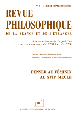 Revue philosophique 2013, t. 138 (3)