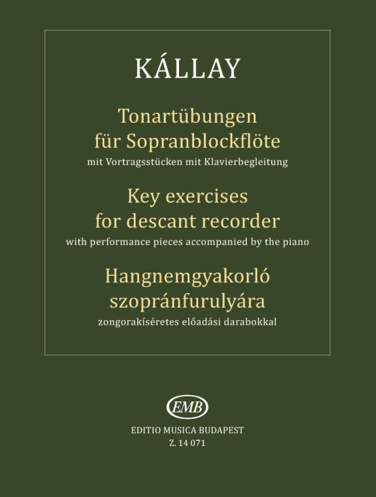 TONARTUBUNGEN FUR SOPRANBLOCKFLOTE - KEY EXERCICES FOR DESCANT RECORDER - FLUTE A BEC