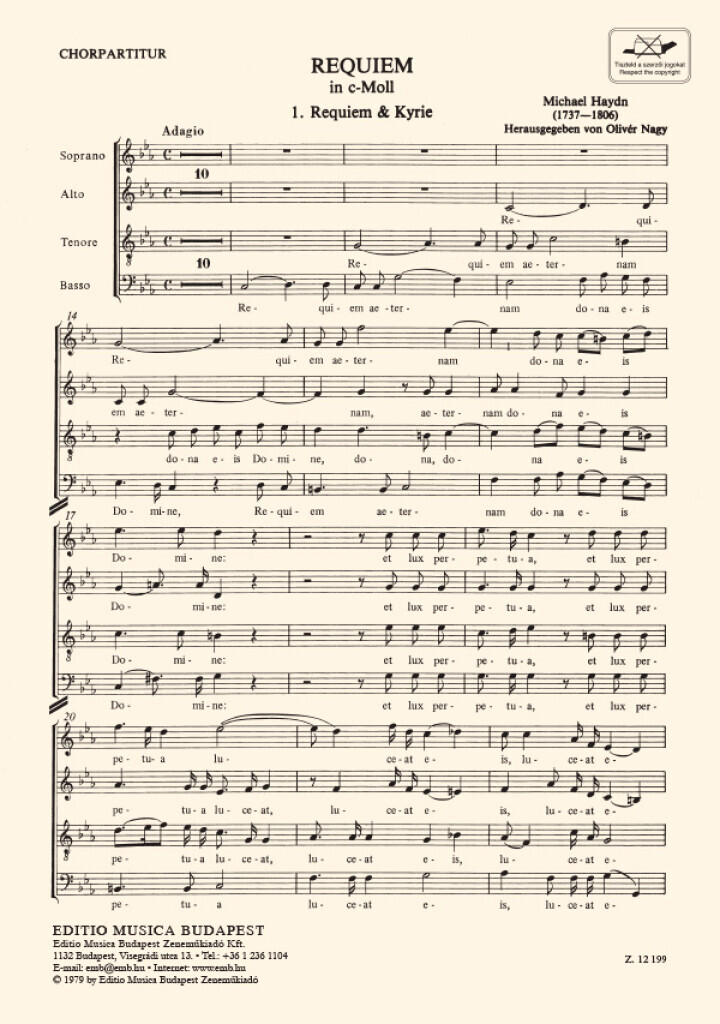 JOHANN MICHAEL HAYDN : REQUIEM IN C - CHOEUR MIXTE SATB