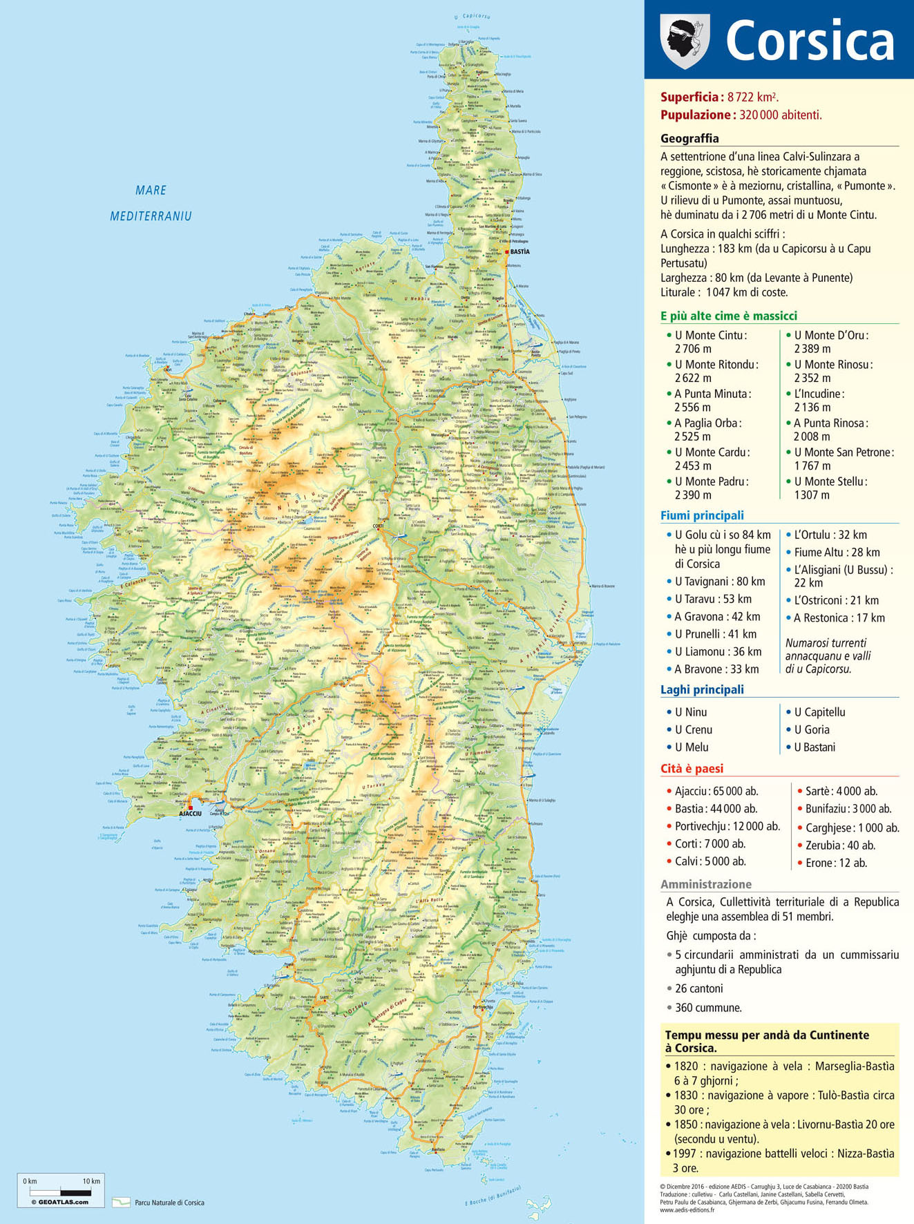 Carte de la Corse "CORSICA"