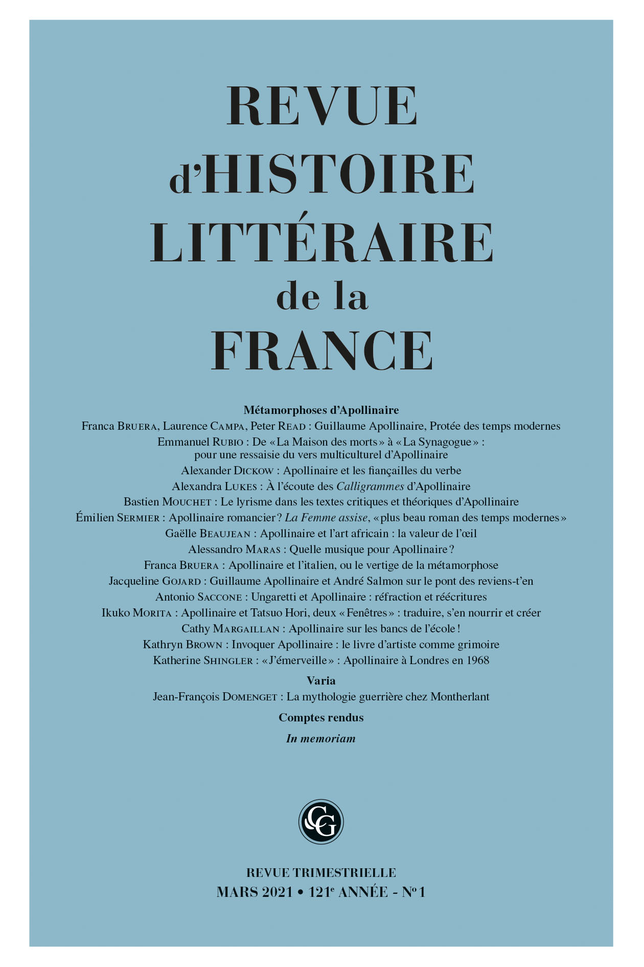 Revue d'histoire littéraire de la France