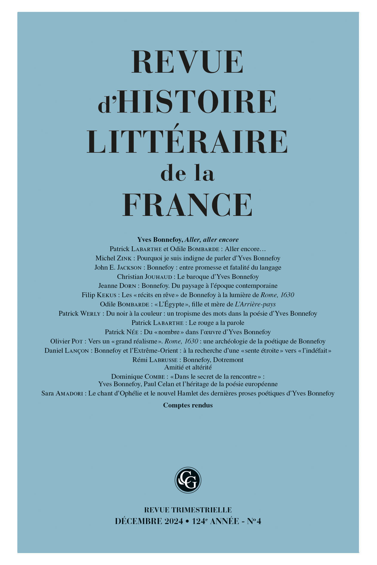 Revue d'Histoire littéraire de la France