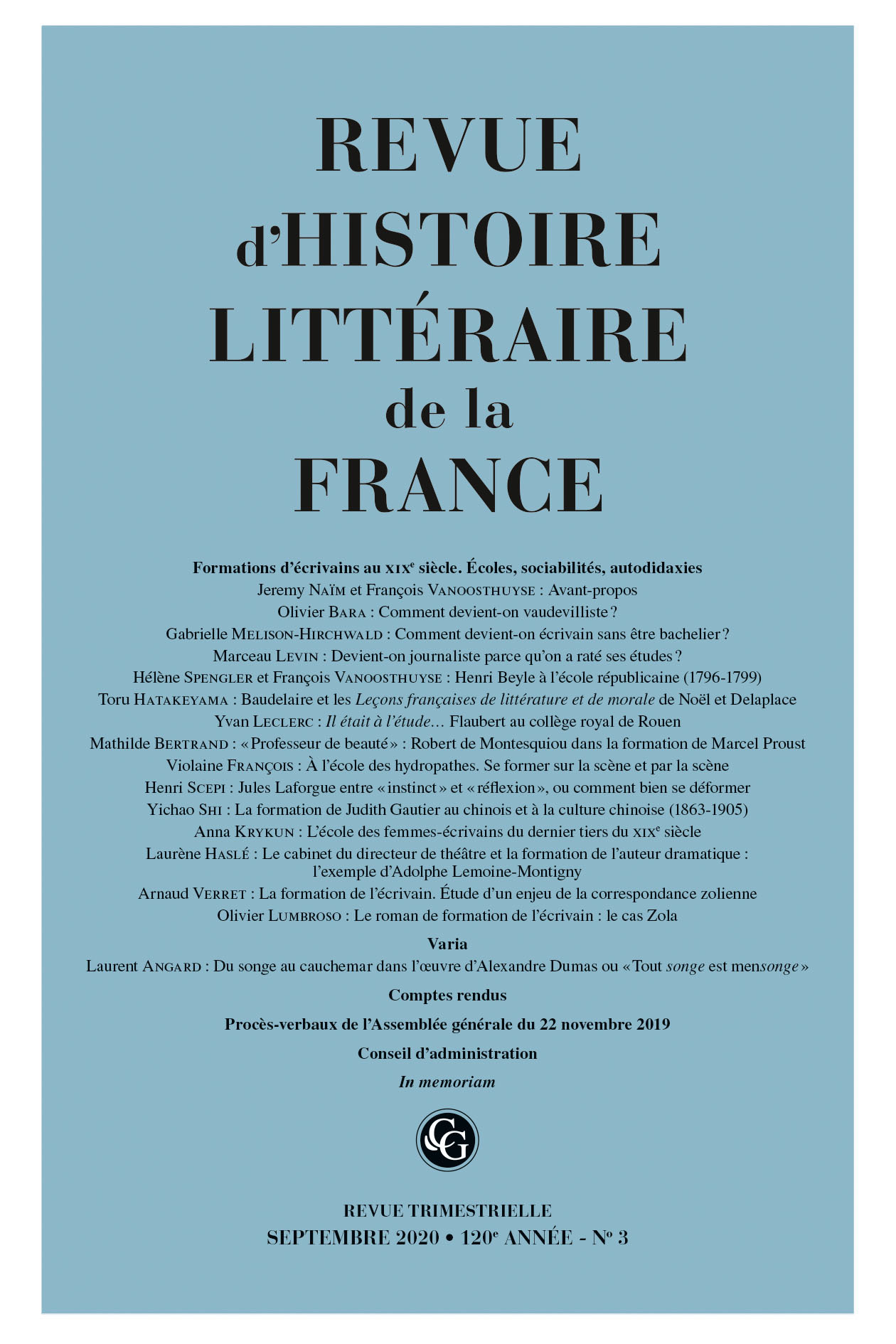 Revue d'Histoire littéraire de la France