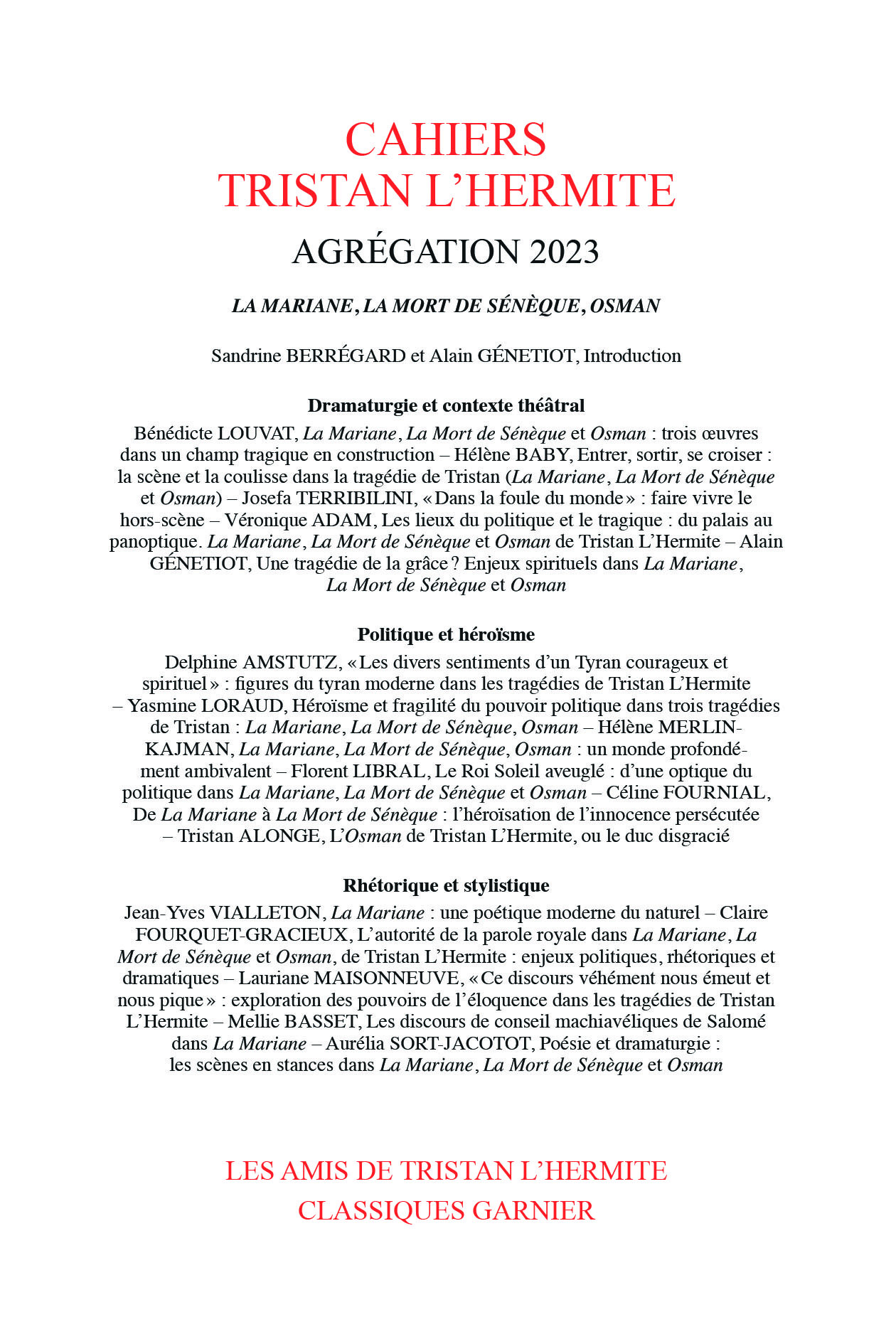 Cahiers Tristan L'Hermite