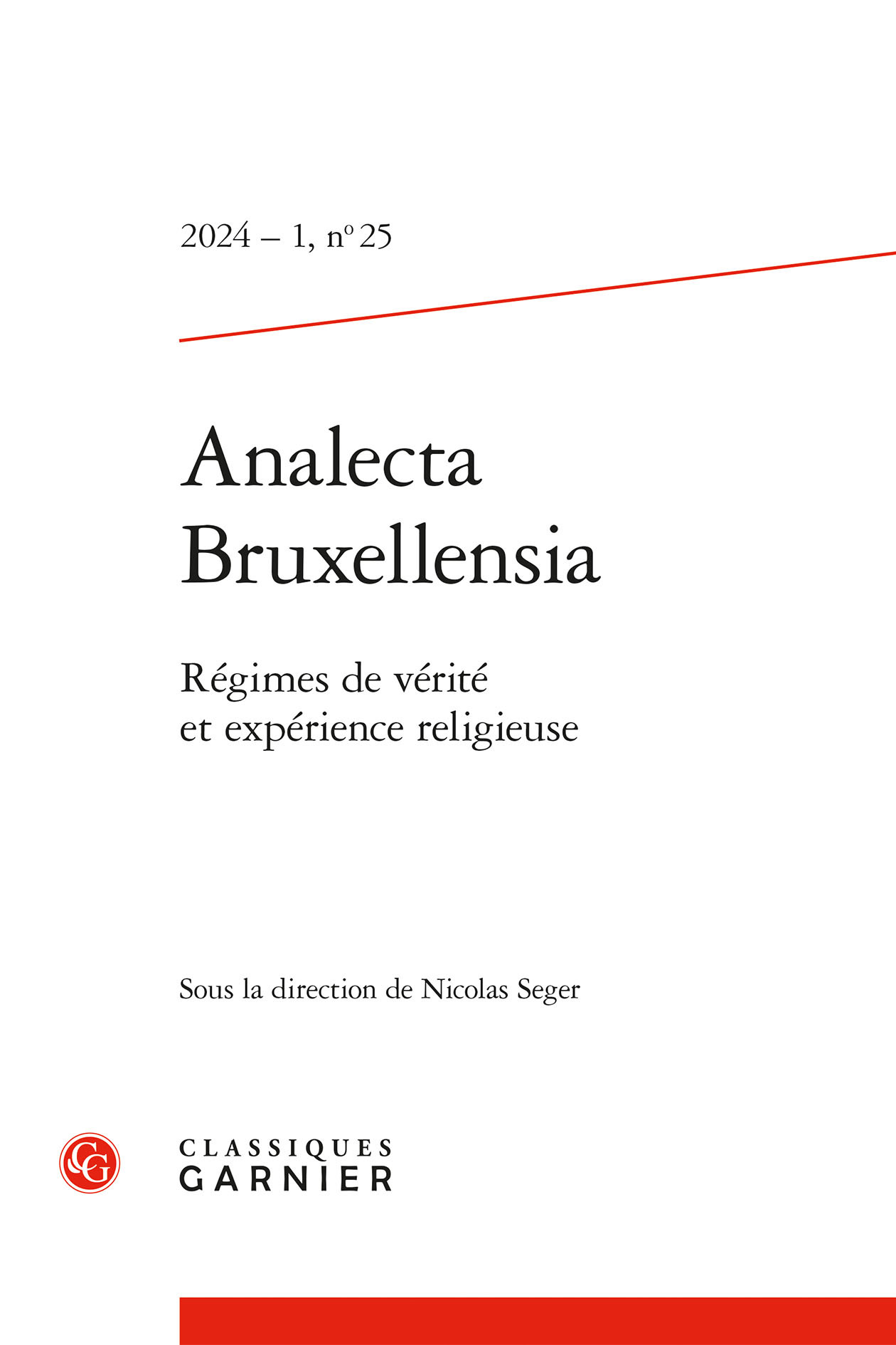 Analecta bruxellensia 2024 - 1, n  25 - régimes de vérité et expérience religieu