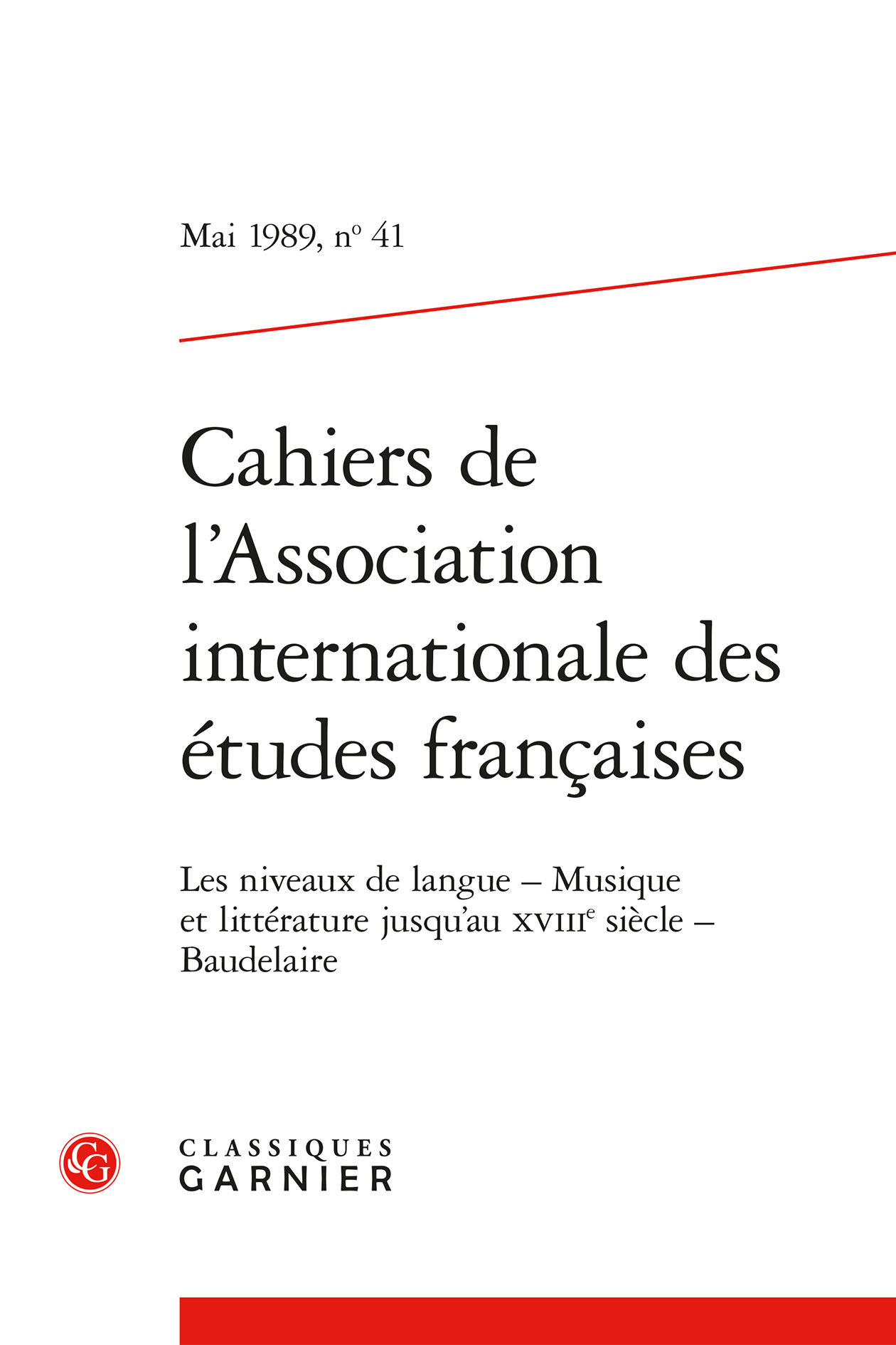 Cahiers de l'Association internationale des études françaises