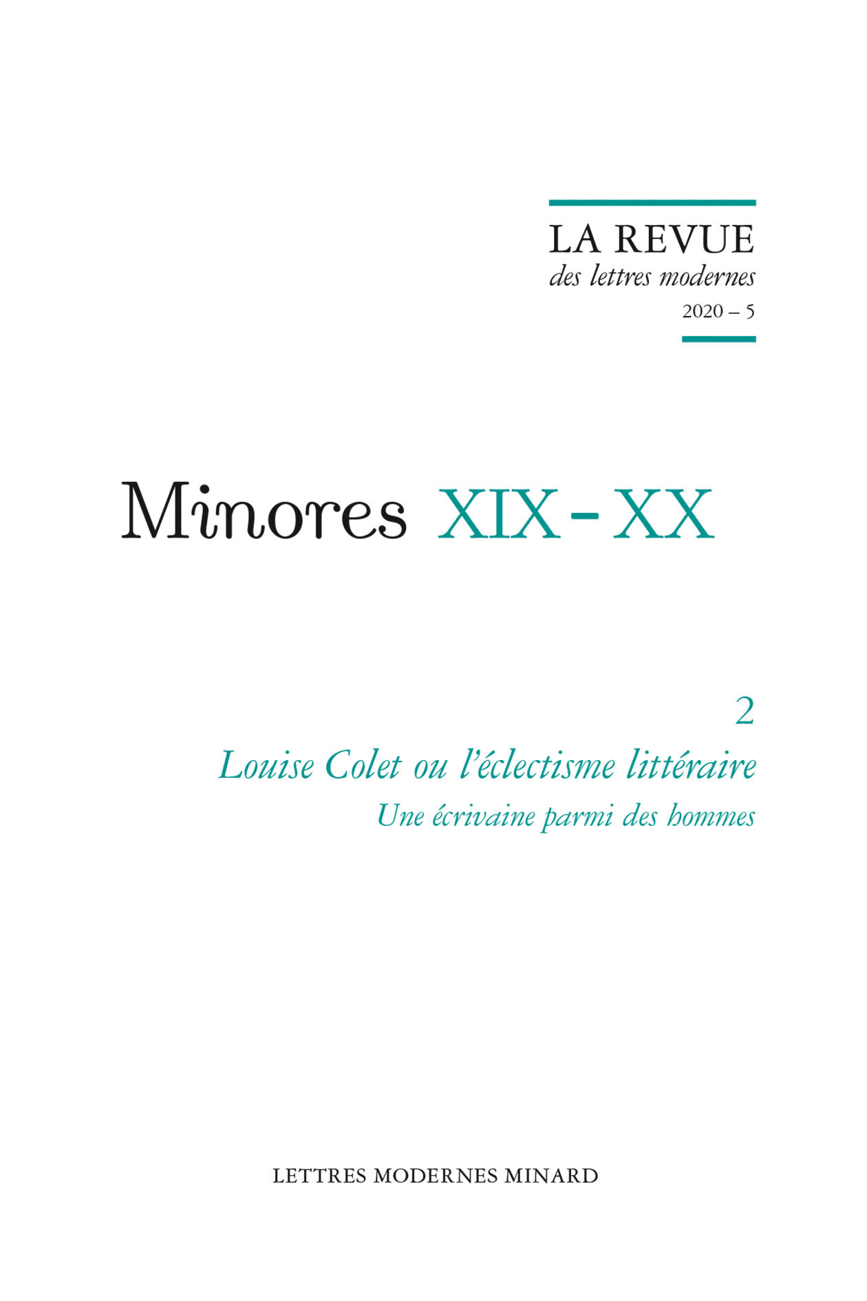 Louise Colet ou l'éclectisme littéraire