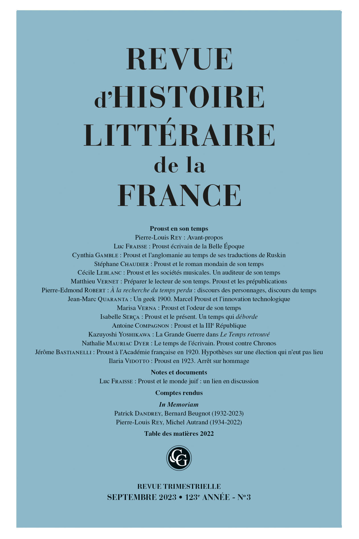 Revue d'histoire littéraire de la France