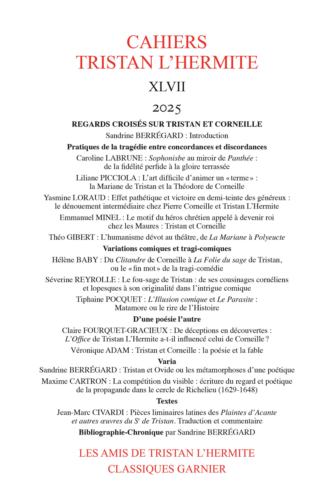 Cahiers Tristan L'Hermite