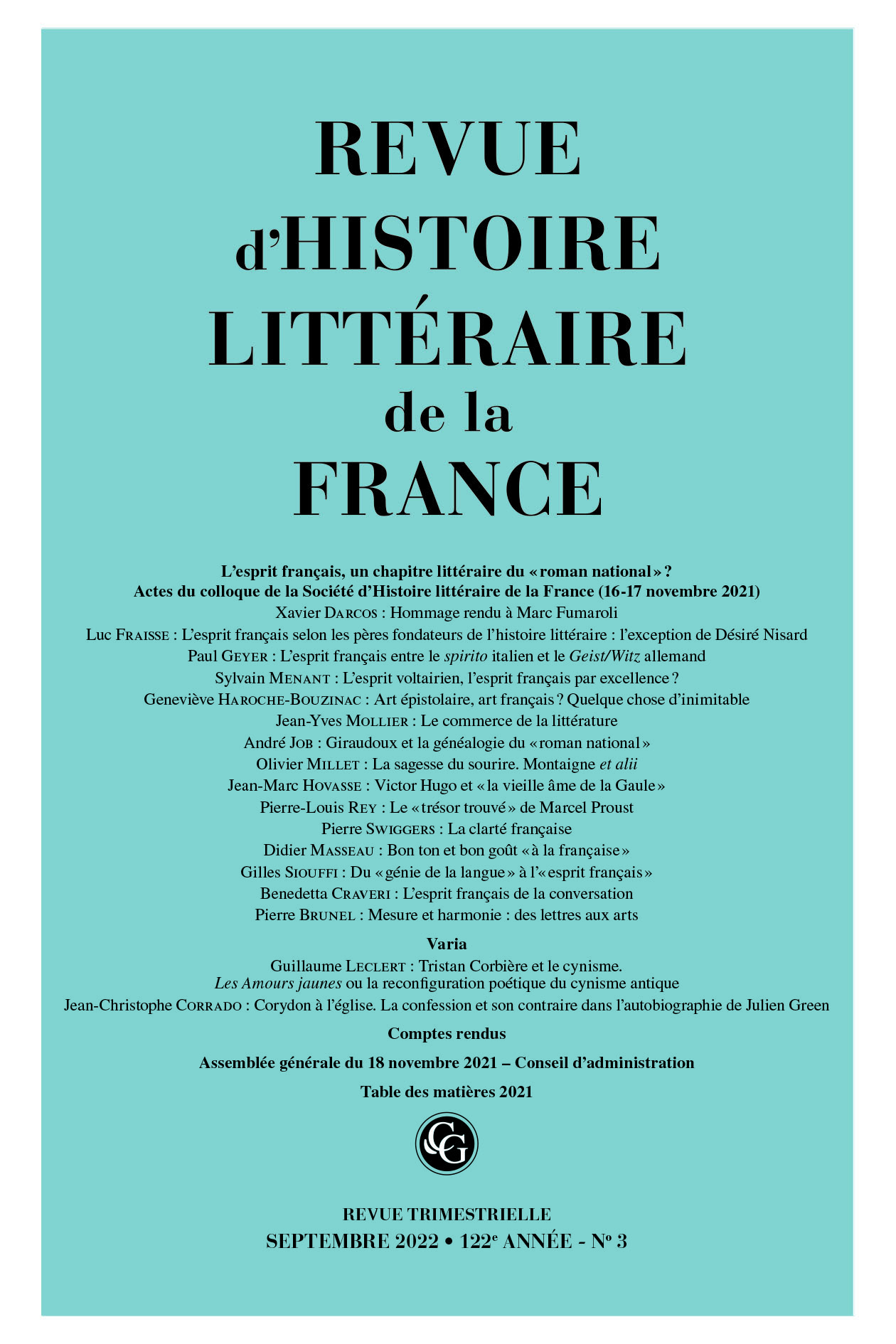 Revue d'Histoire littéraire de la France