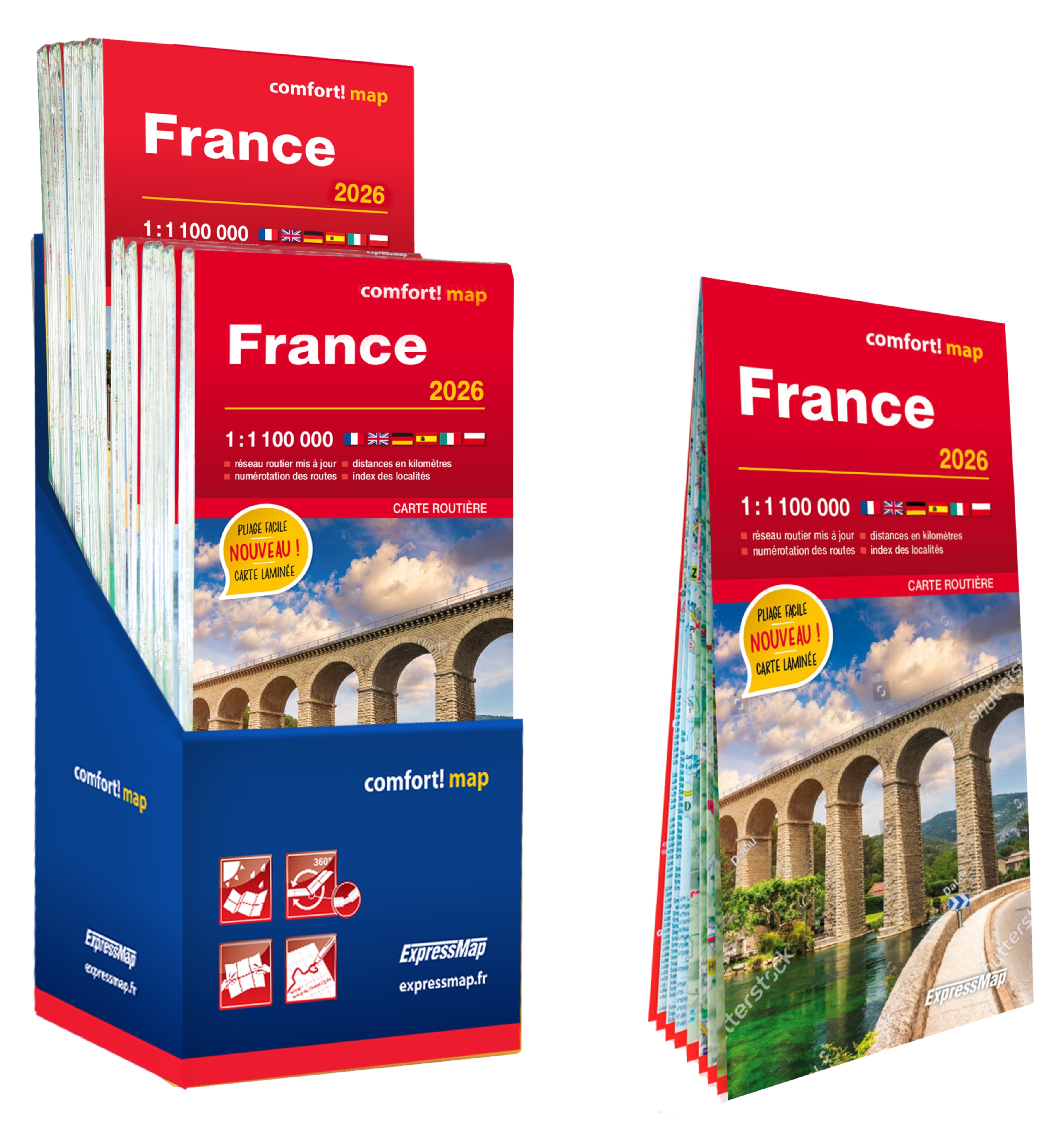 Display 11+1 × France 2026 1/1.100.000 (carte grand format laminée)