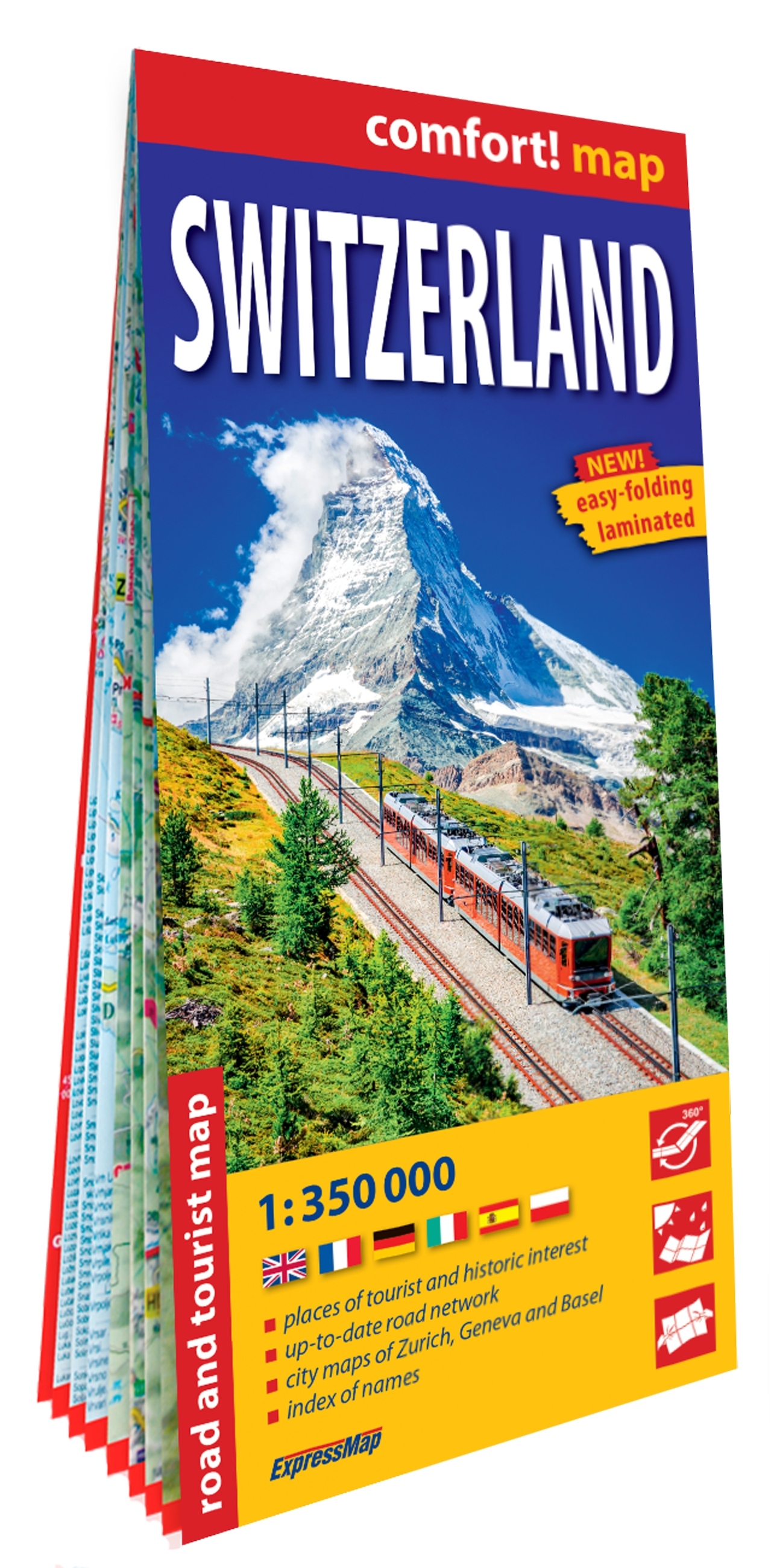 Suisse 1/350.000 (carte grand format laminée). Switzerland